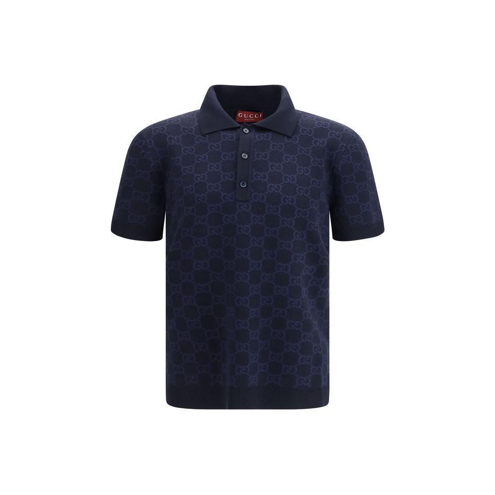 Gucci Blaues Seiden-Poloshirt