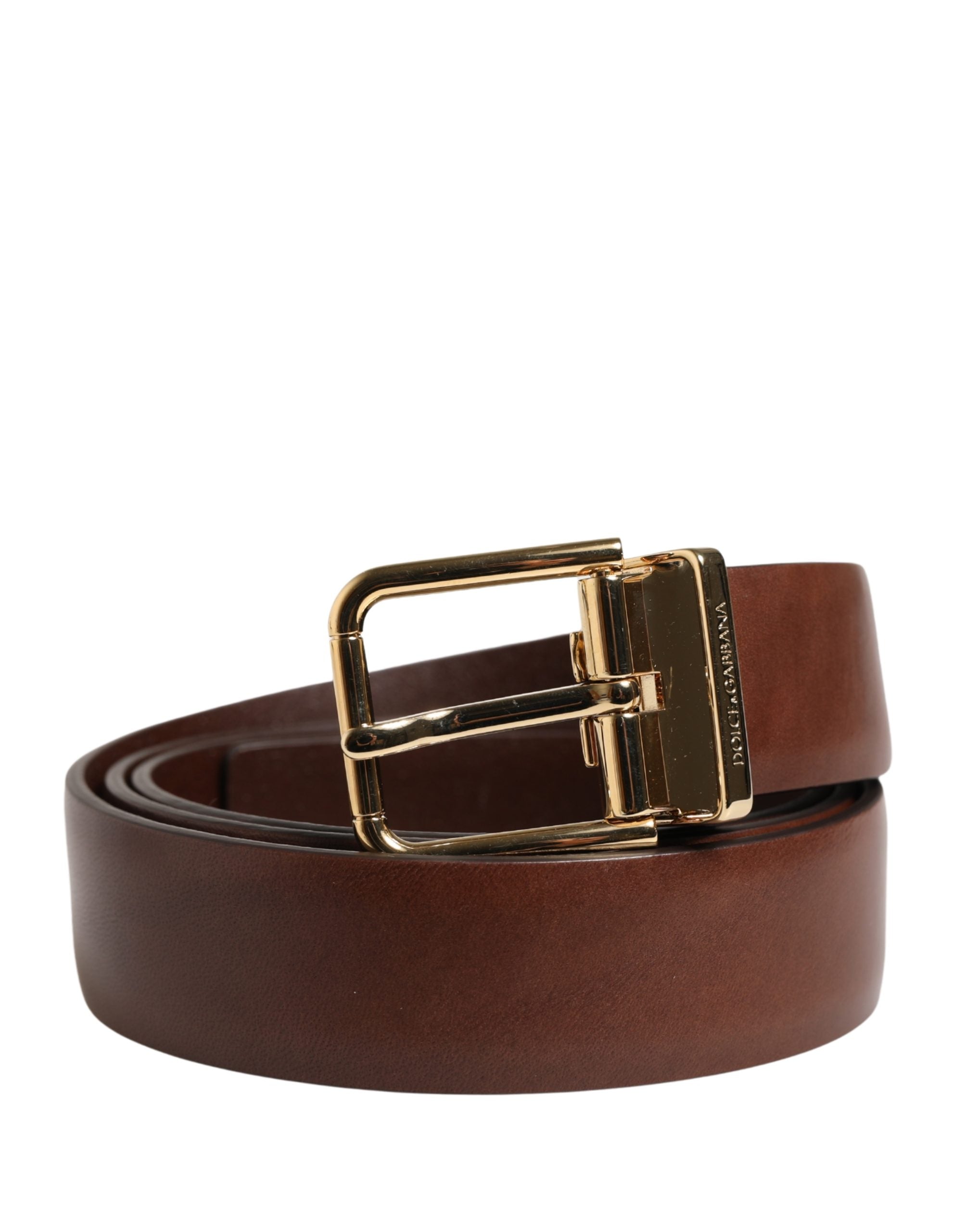 Dolce & Gabbana Men's Brown Leather Belt with Classic Metal Buckle-1