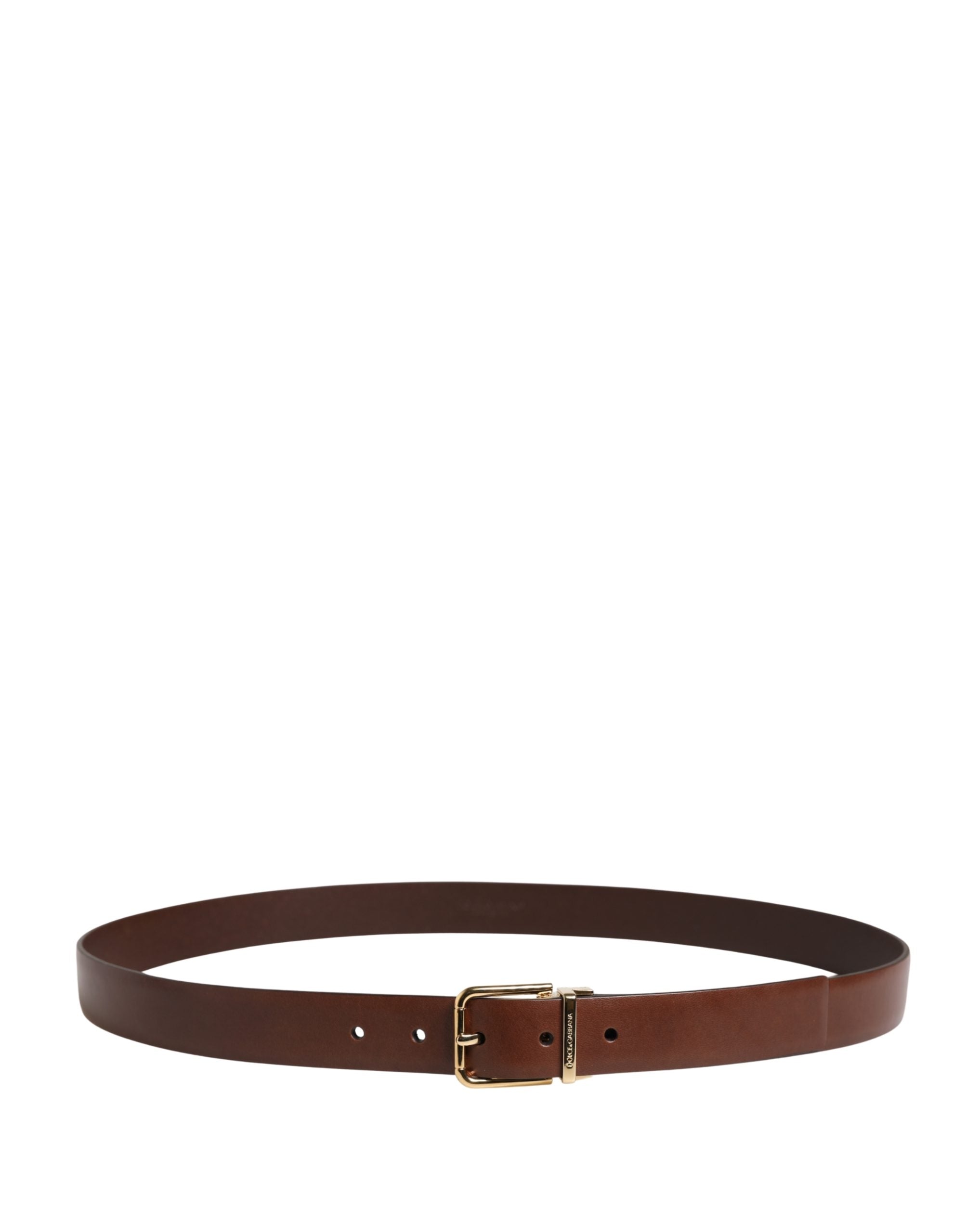 Dolce & Gabbana Men's Brown Leather Belt with Classic Metal Buckle-3