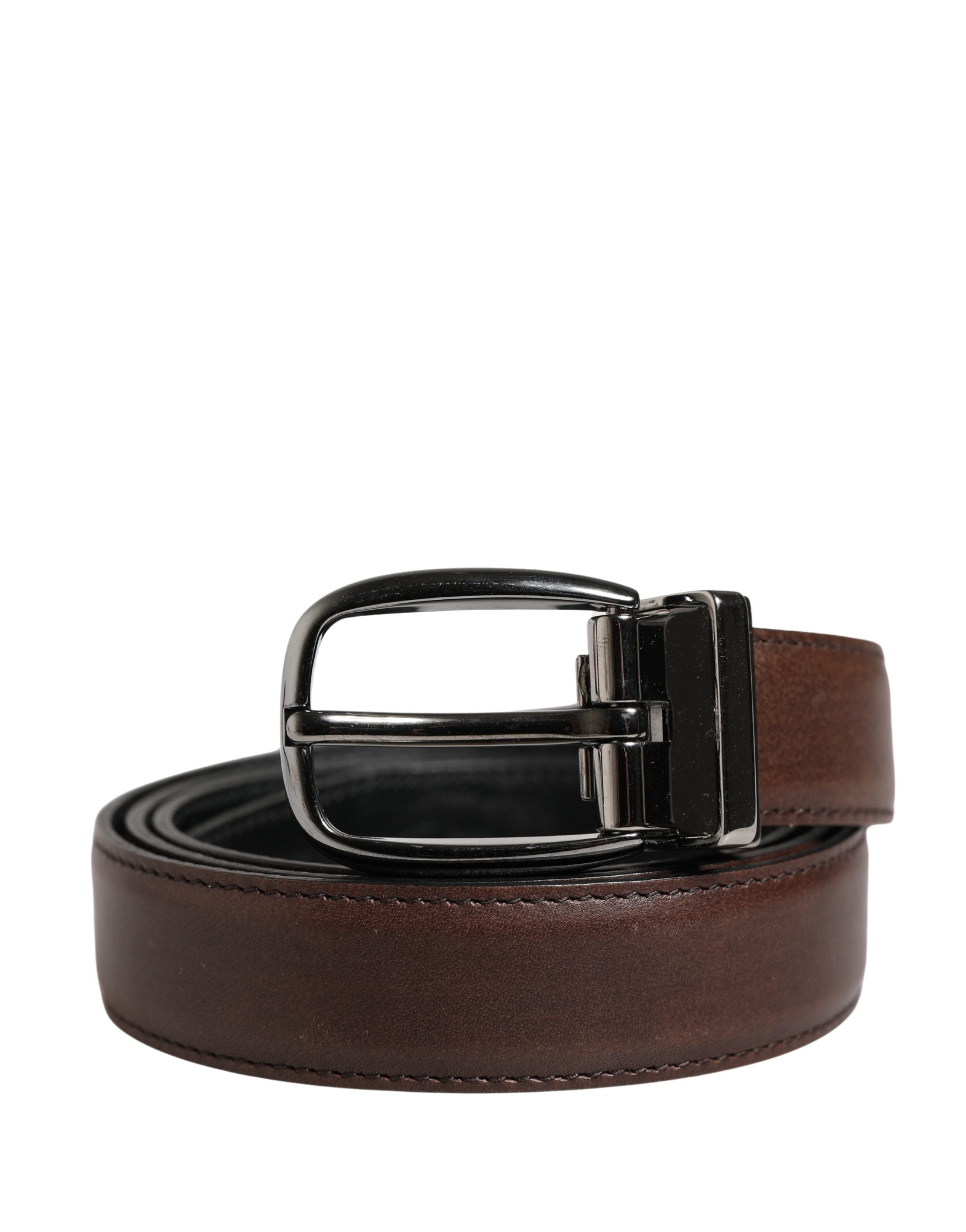 Dolce & Gabbana Herren Gürtel aus braunem Leder mit klassischer Metallschnalle-1
