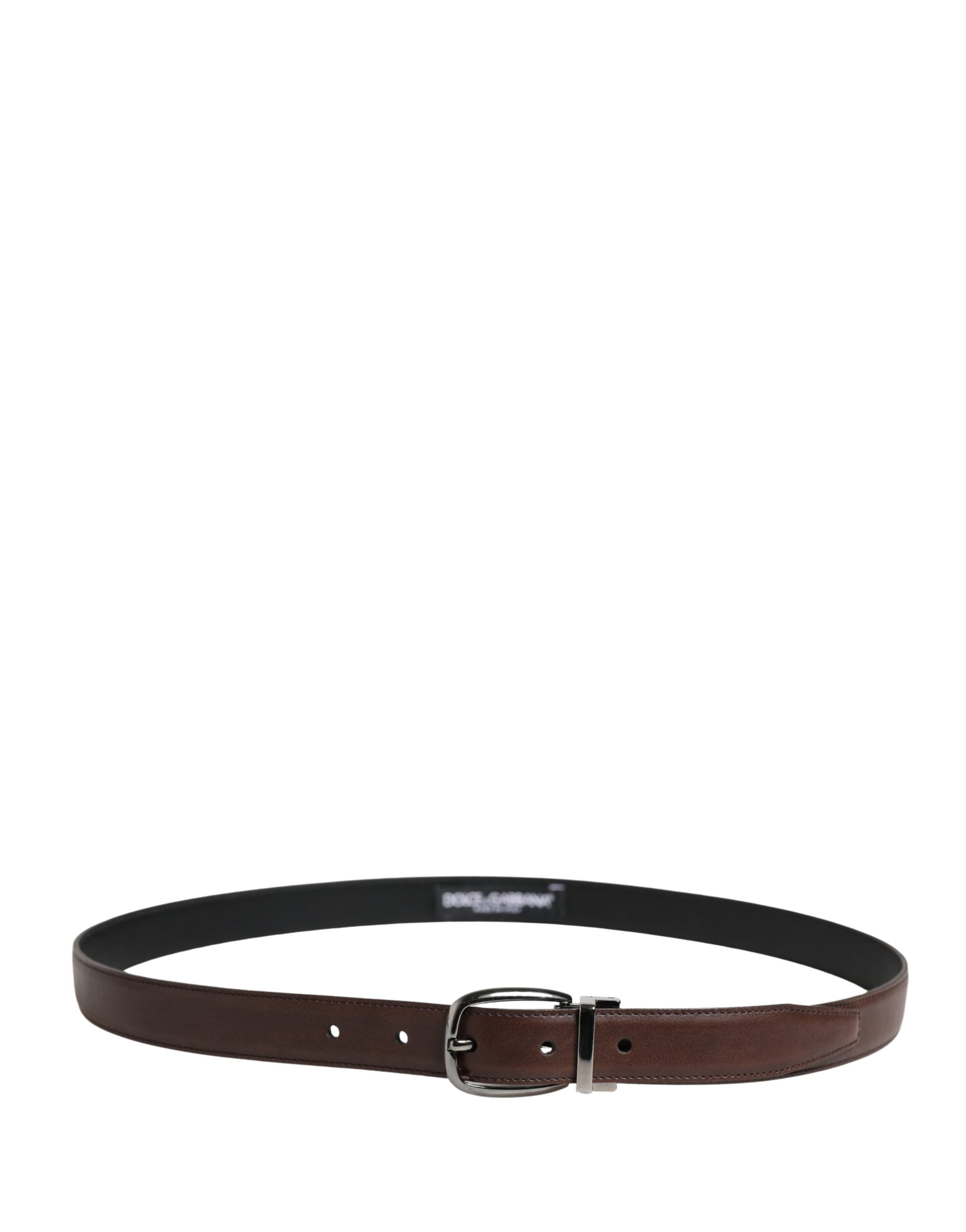 Dolce & Gabbana Herren Gürtel aus braunem Leder mit klassischer Metallschnalle-3