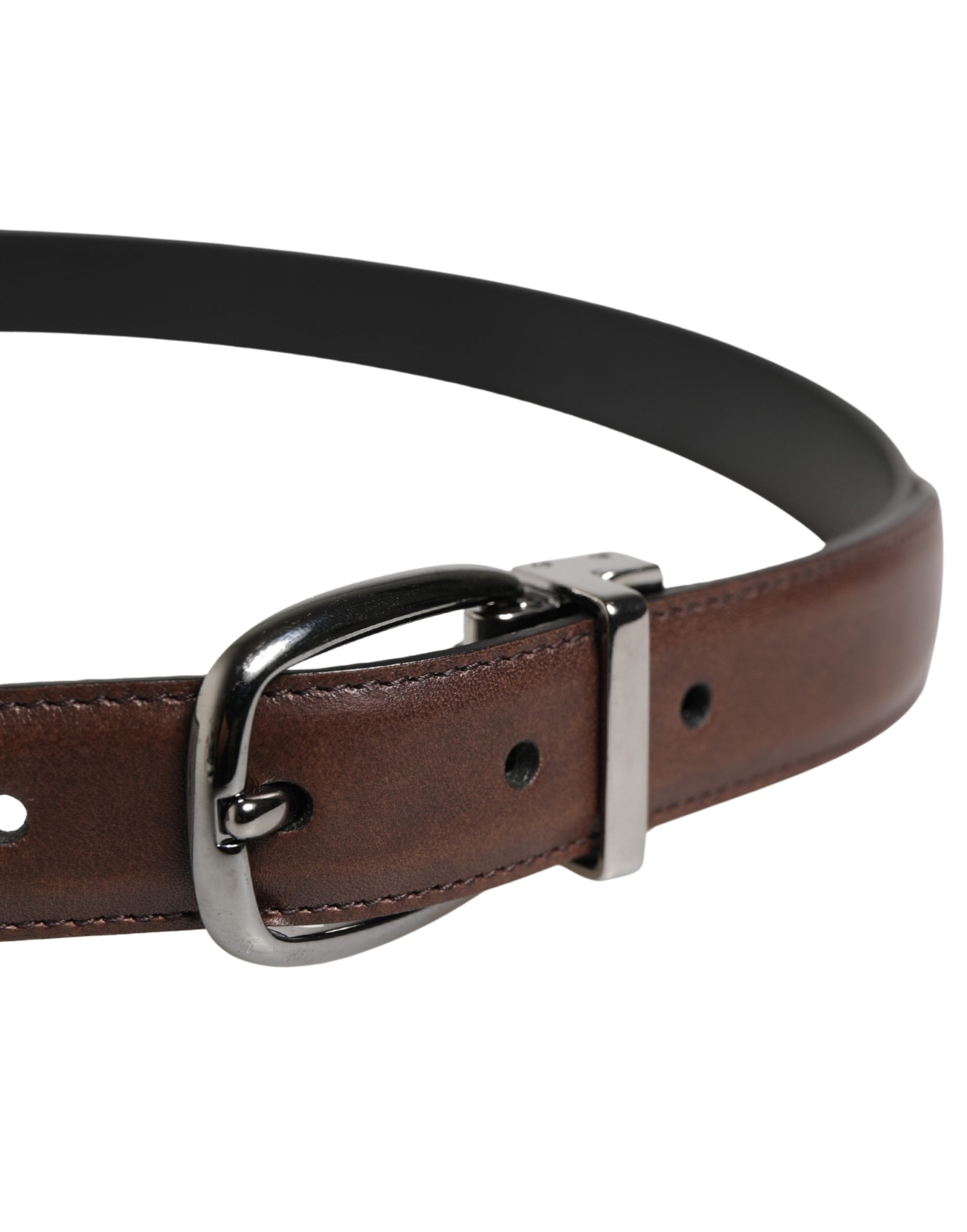 Dolce & Gabbana Herren Gürtel aus braunem Leder mit klassischer Metallschnalle-4