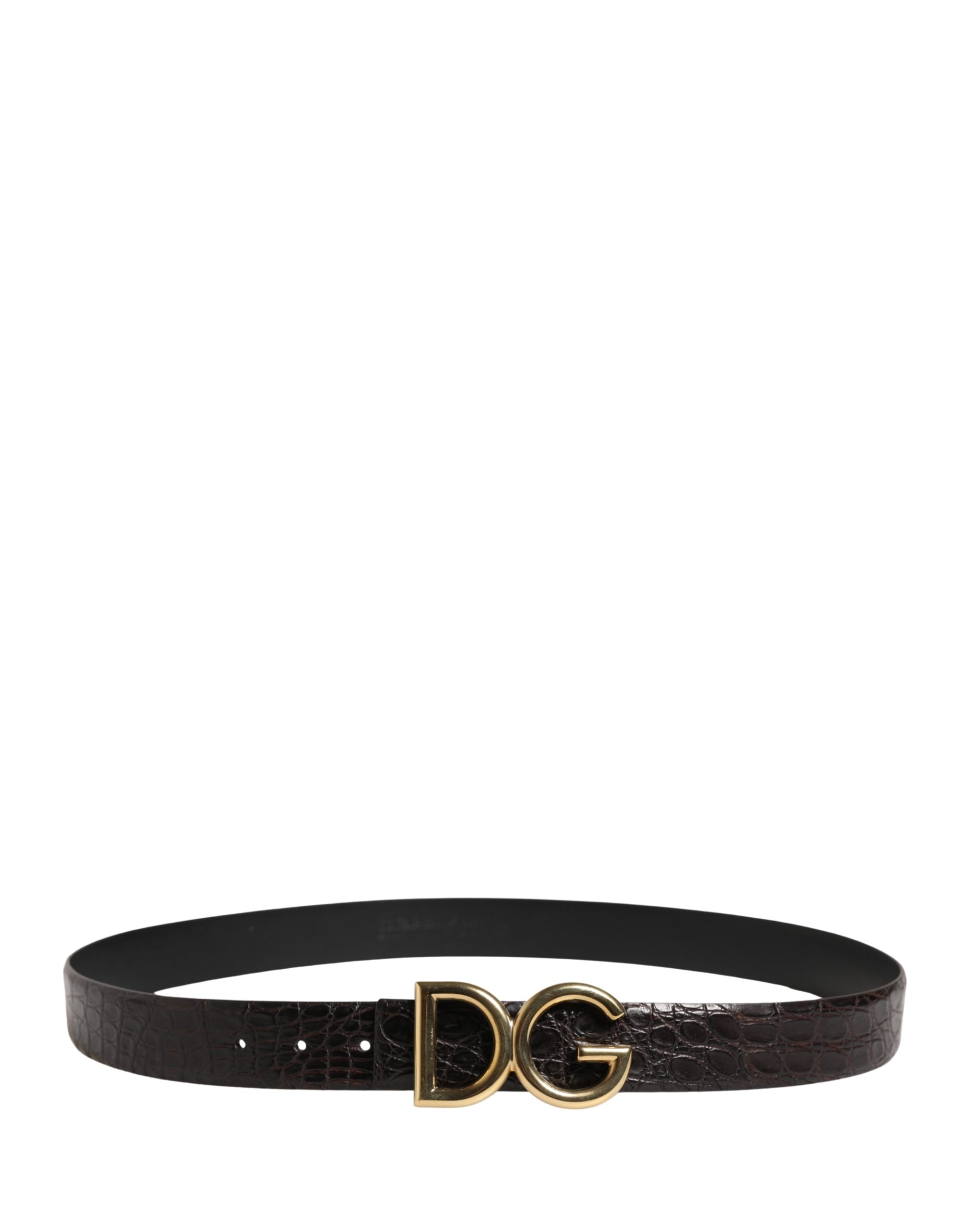 Dolce & Gabbana Men's Black Exotic Leather Belt with Logo Buckle-3