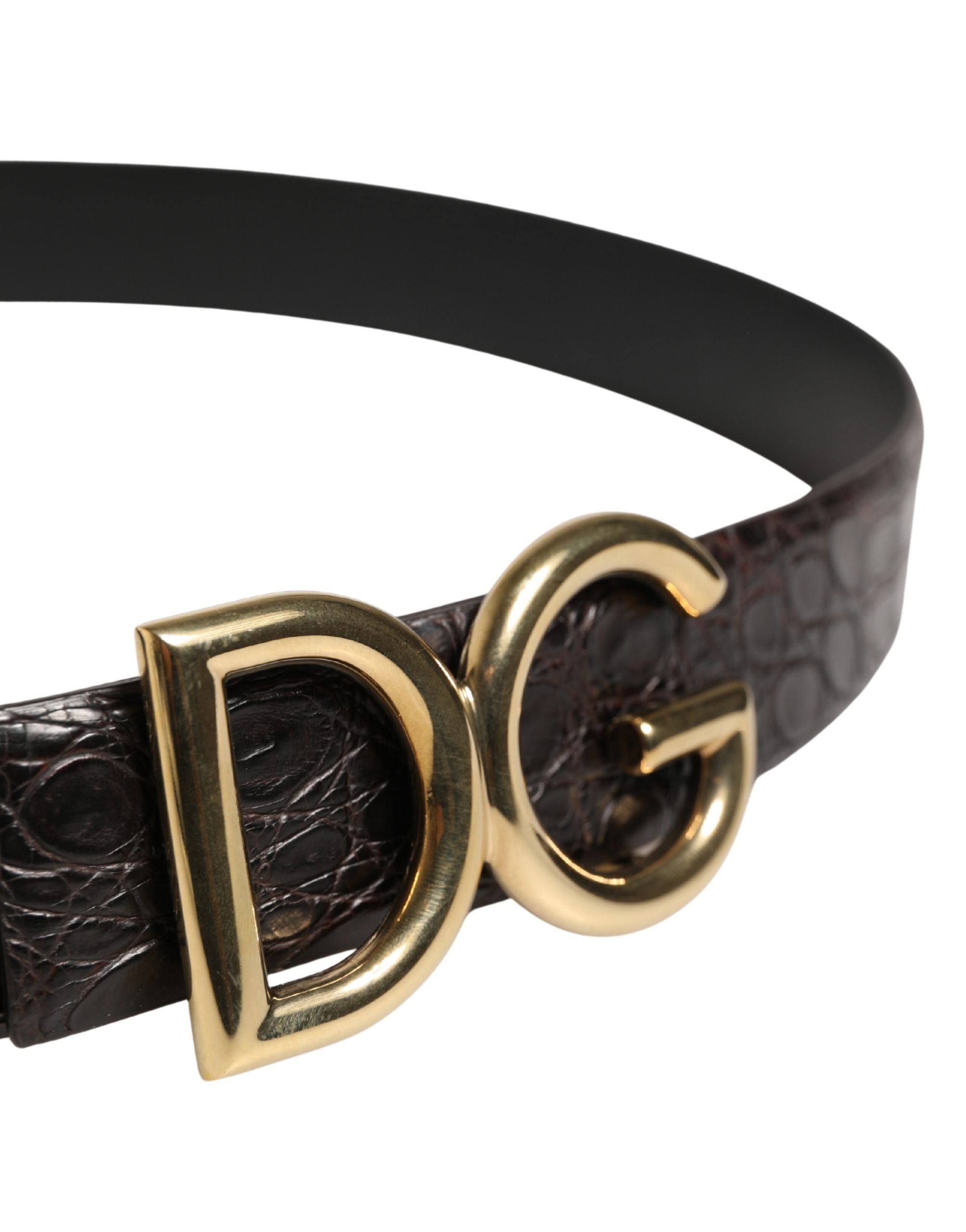 Dolce & Gabbana Men's Black Exotic Leather Belt with Logo Buckle-4