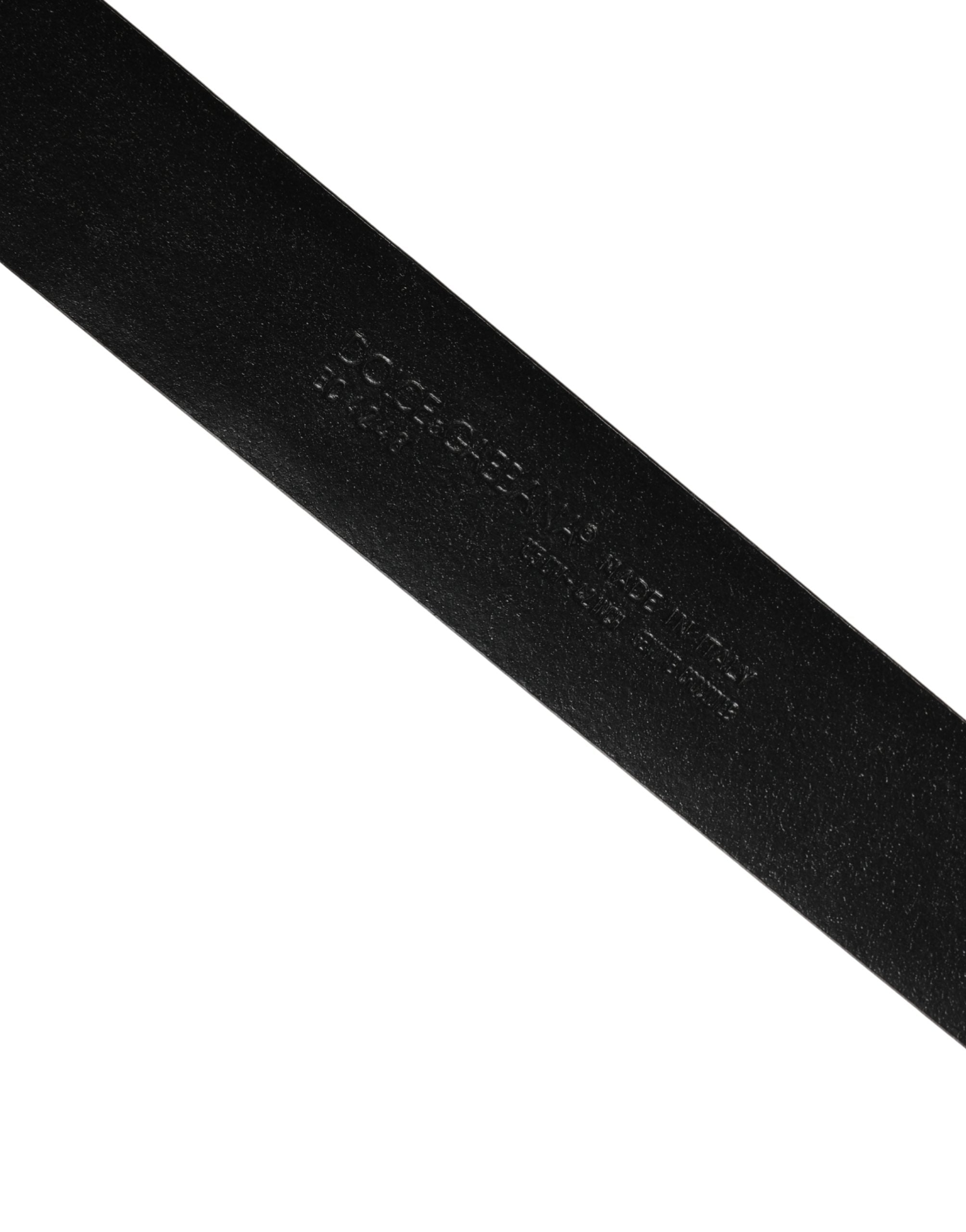 Dolce & Gabbana Men's Black Exotic Leather Belt with Logo Buckle-6