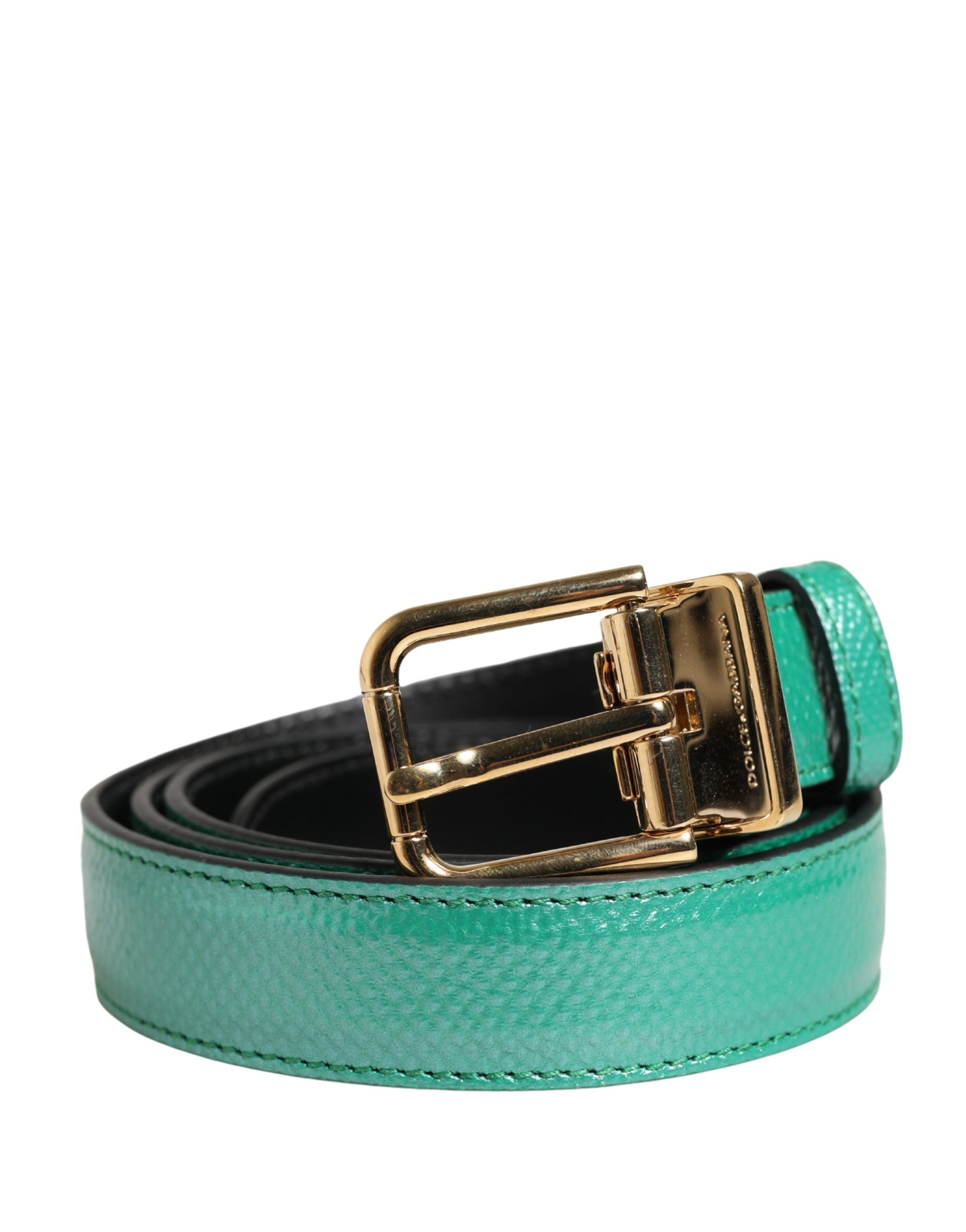Dolce & Gabbana Herren Gürtel aus grünem Leder mit klassischer Metallschnalle-2