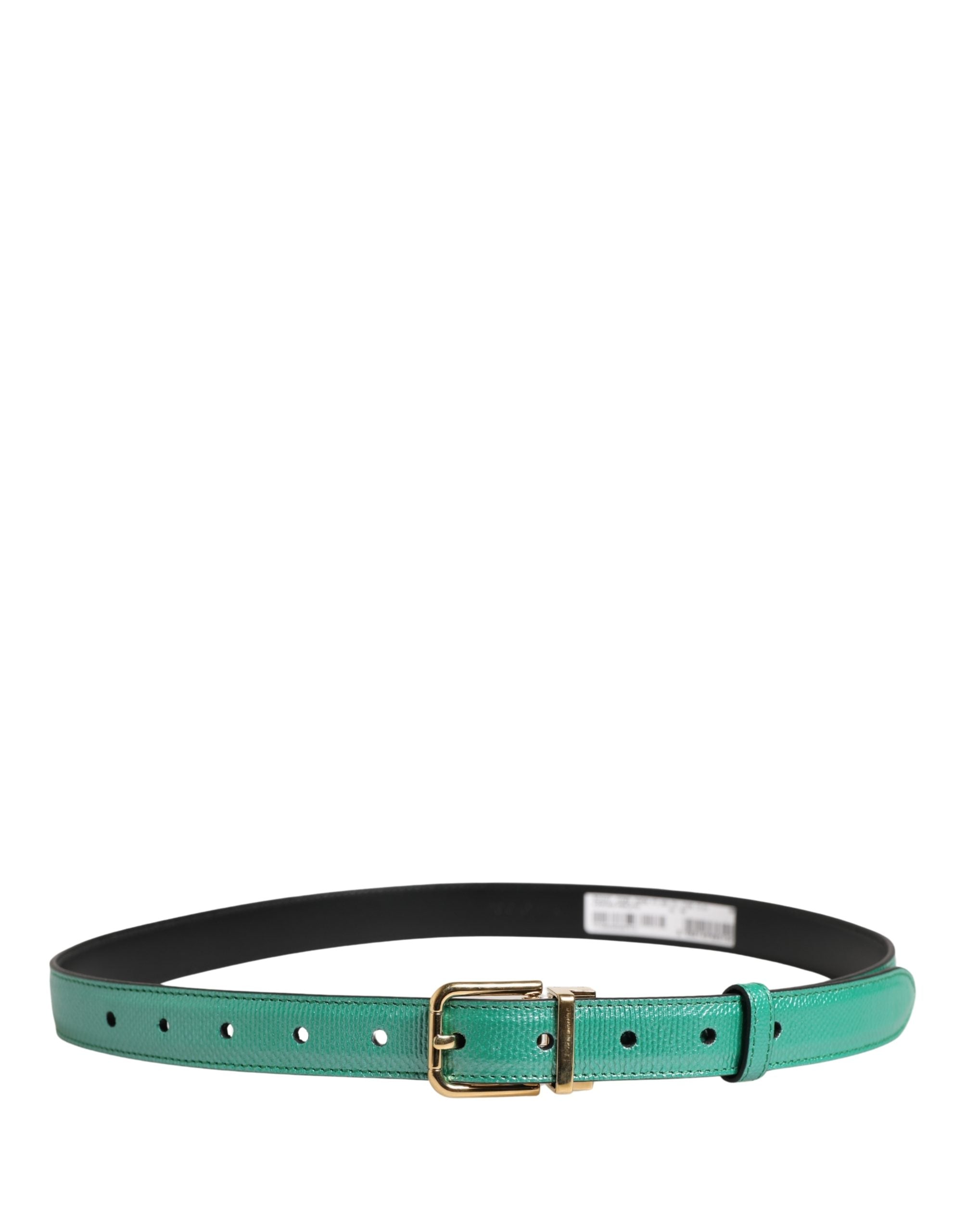 Dolce & Gabbana Herren Gürtel aus grünem Leder mit klassischer Metallschnalle-3