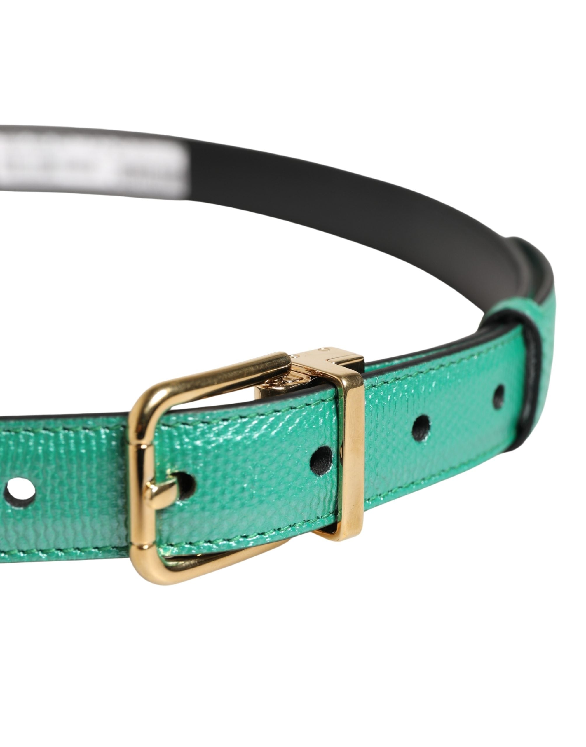 Dolce & Gabbana Herren Gürtel aus grünem Leder mit klassischer Metallschnalle-4