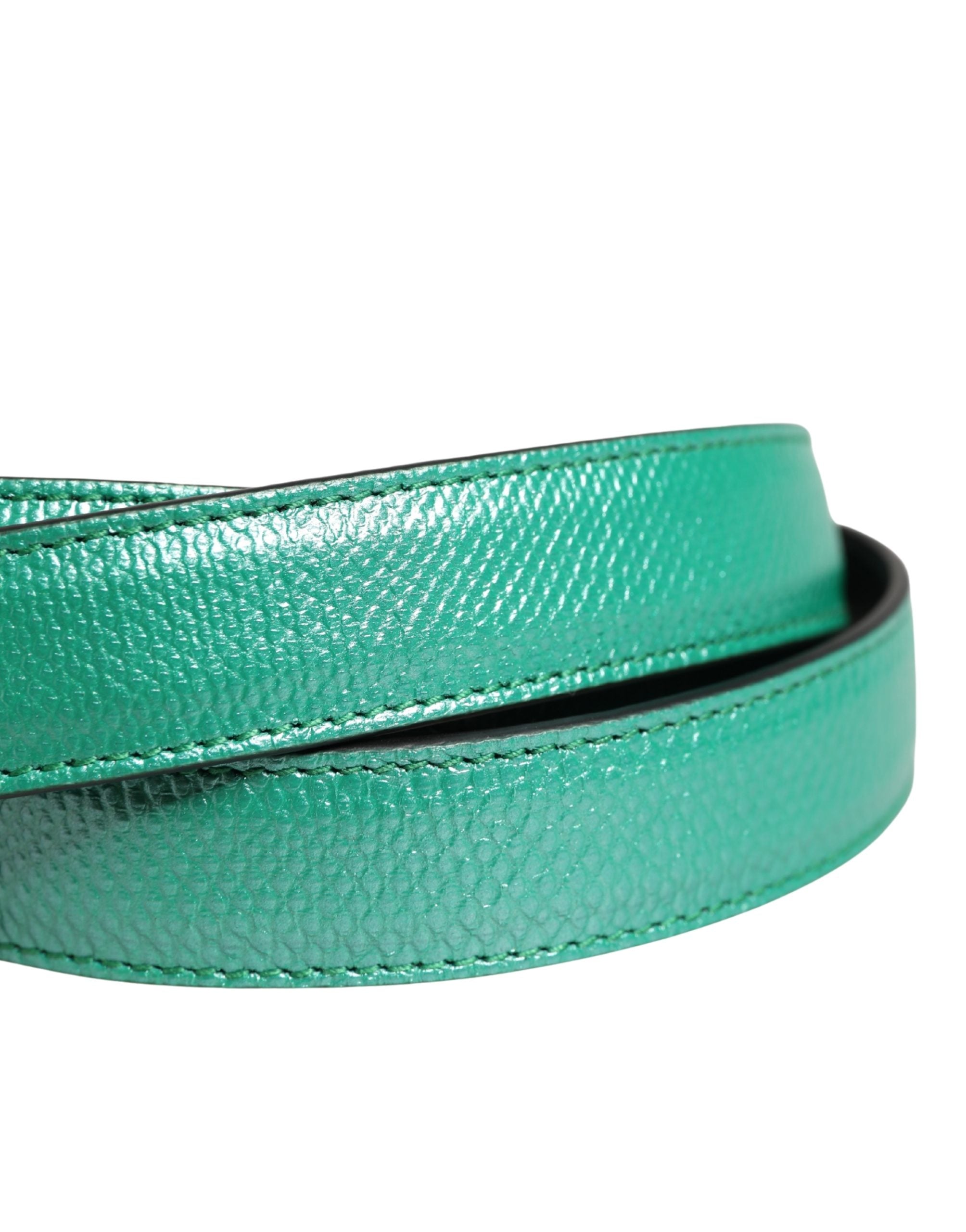 Dolce & Gabbana Herren Gürtel aus grünem Leder mit klassischer Metallschnalle-5