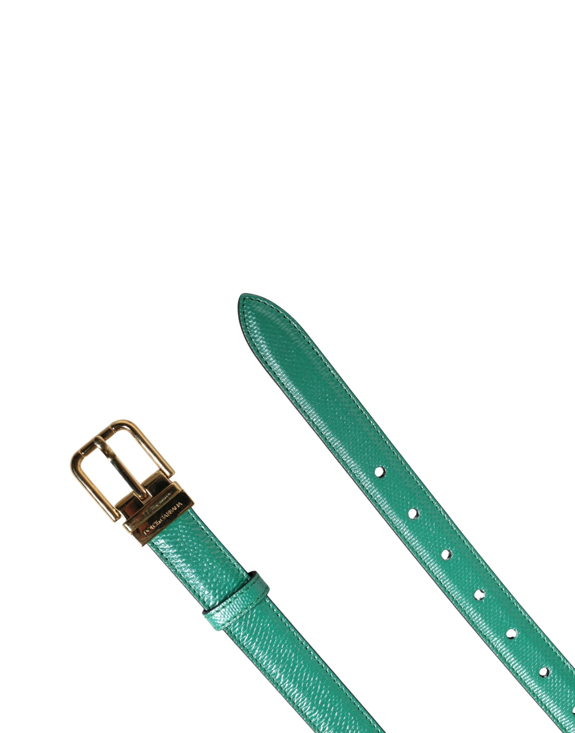 Dolce & Gabbana Herren Gürtel aus grünem Leder mit klassischer Metallschnalle-6