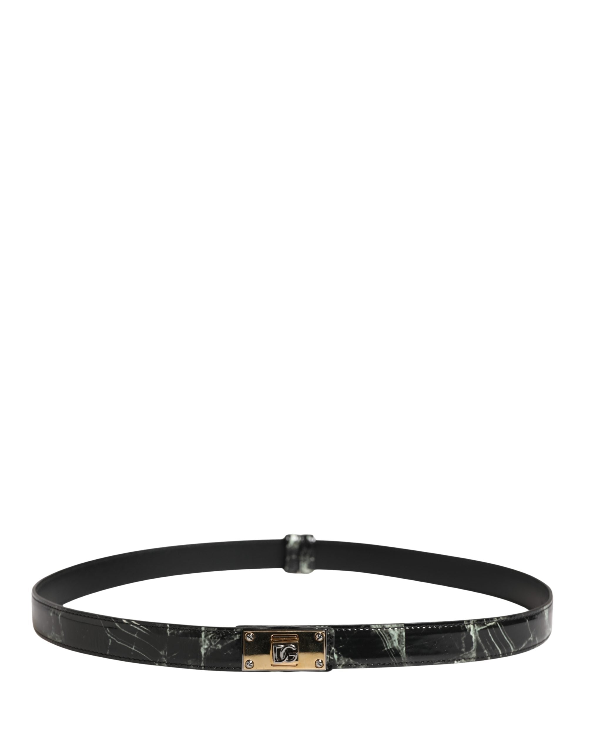 Dolce & Gabbana Men's Belt with Black Marble-Effect Leather and DG Logo Buckle-3