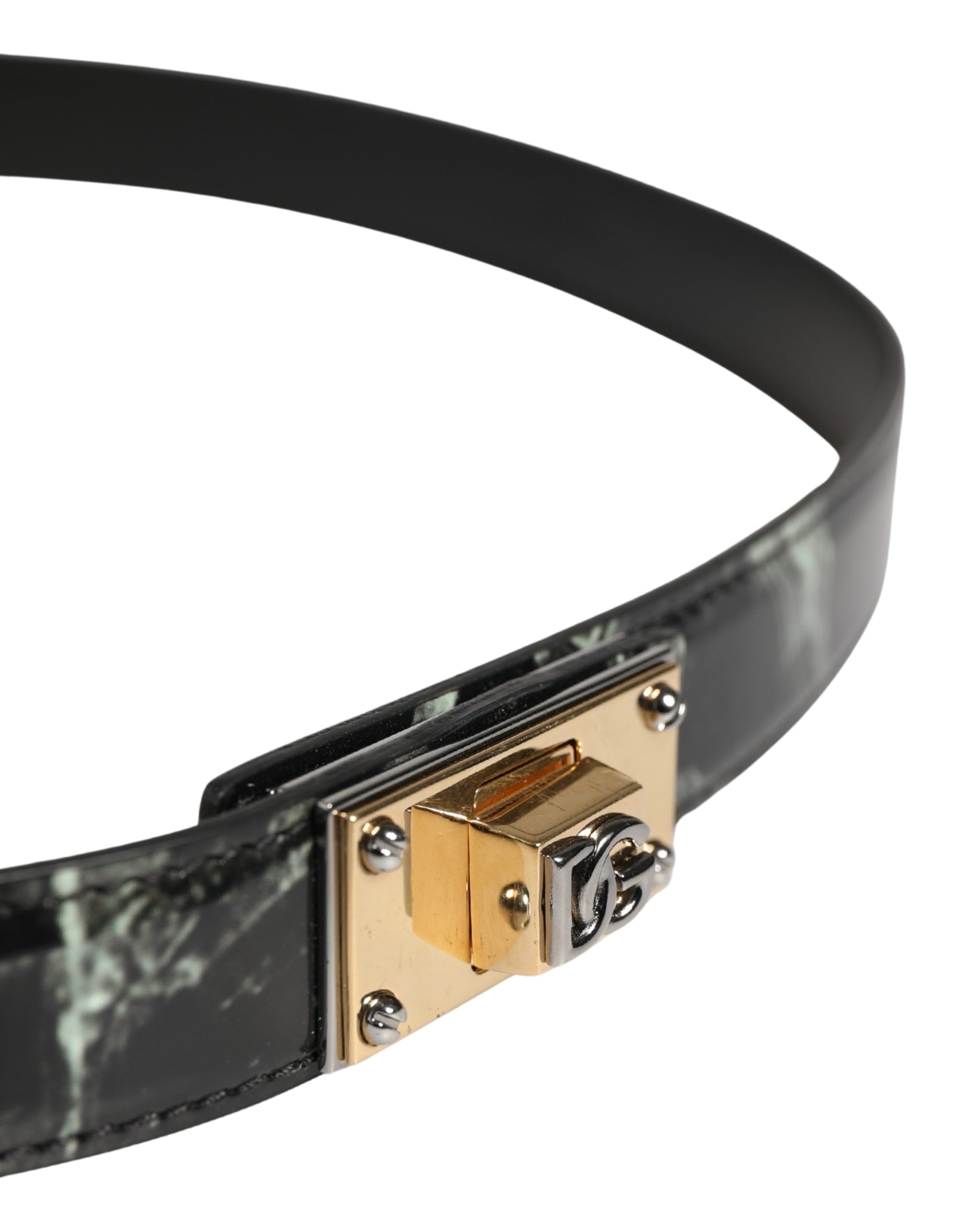 Dolce & Gabbana Men's Belt with Black Marble-Effect Leather and DG Logo Buckle-4