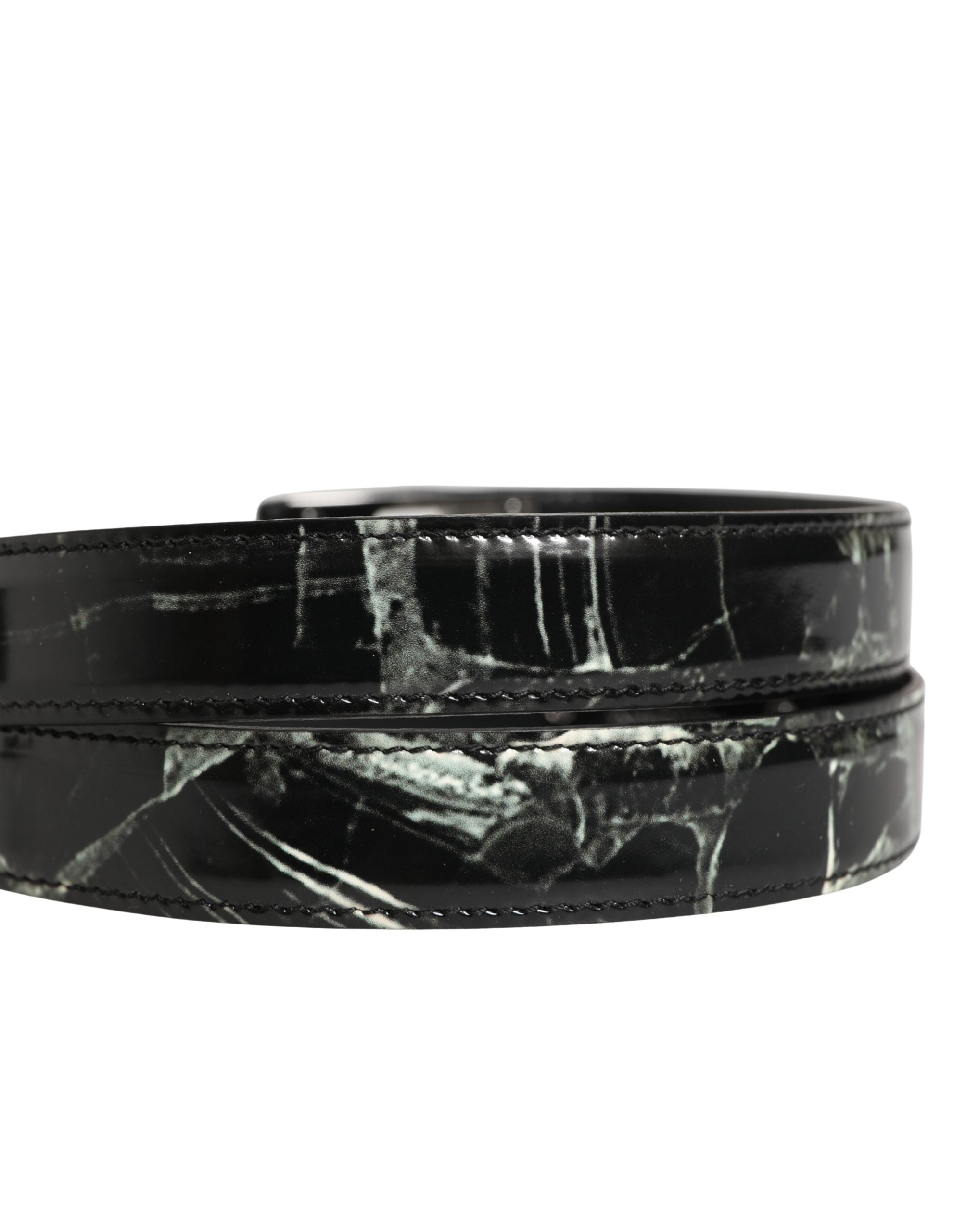 Dolce & Gabbana Men's Belt with Black Marble-Effect Leather and DG Logo Buckle-5