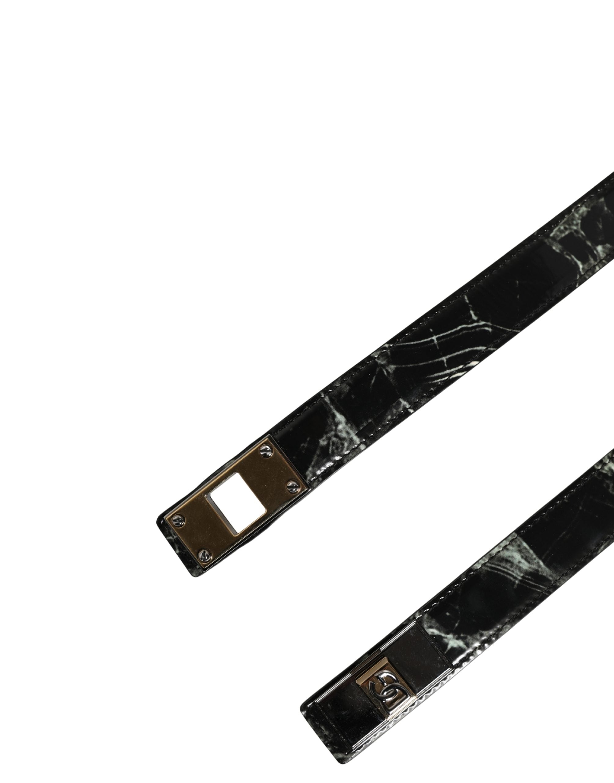 Dolce & Gabbana Men's Belt with Black Marble-Effect Leather and DG Logo Buckle-7