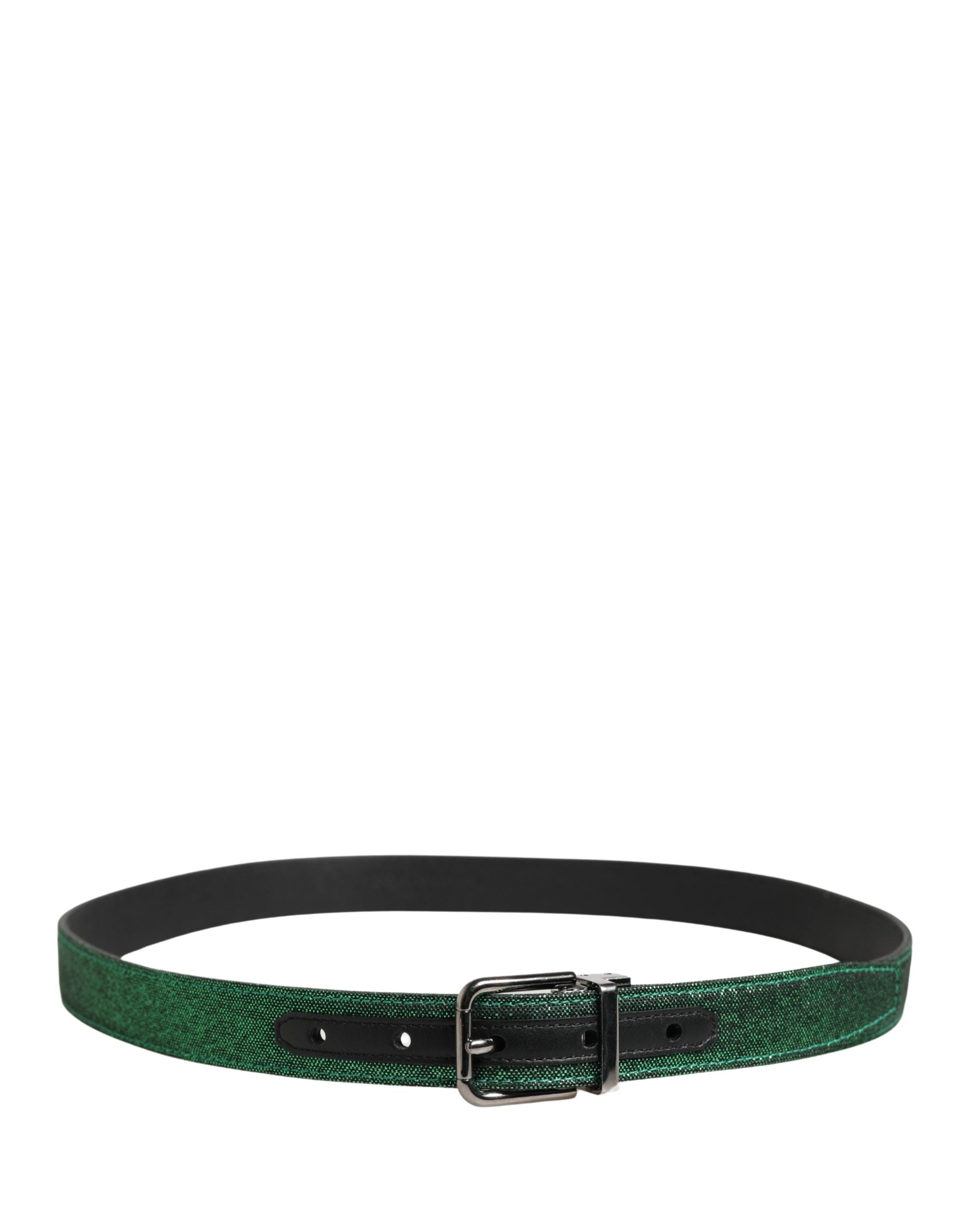 Dolce & Gabbana Men's Belt in Green Lurex-Polyester with Metal Buckle-3