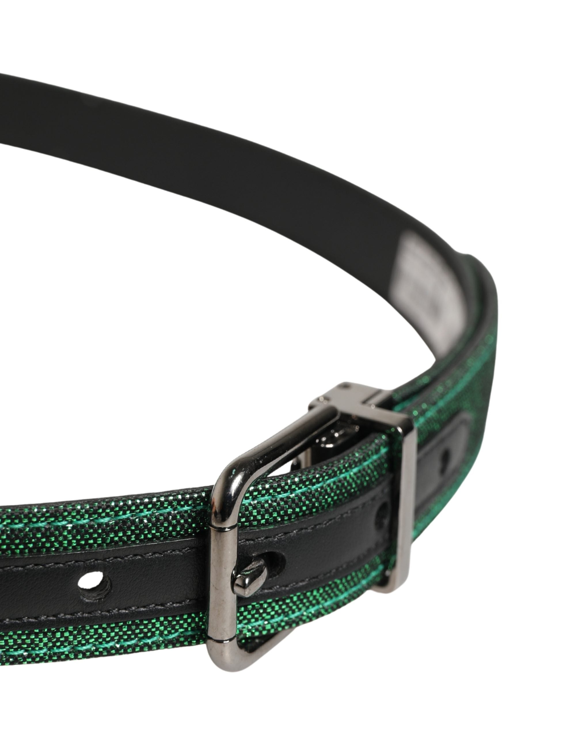Dolce & Gabbana Men's Belt in Green Lurex-Polyester with Metal Buckle-4