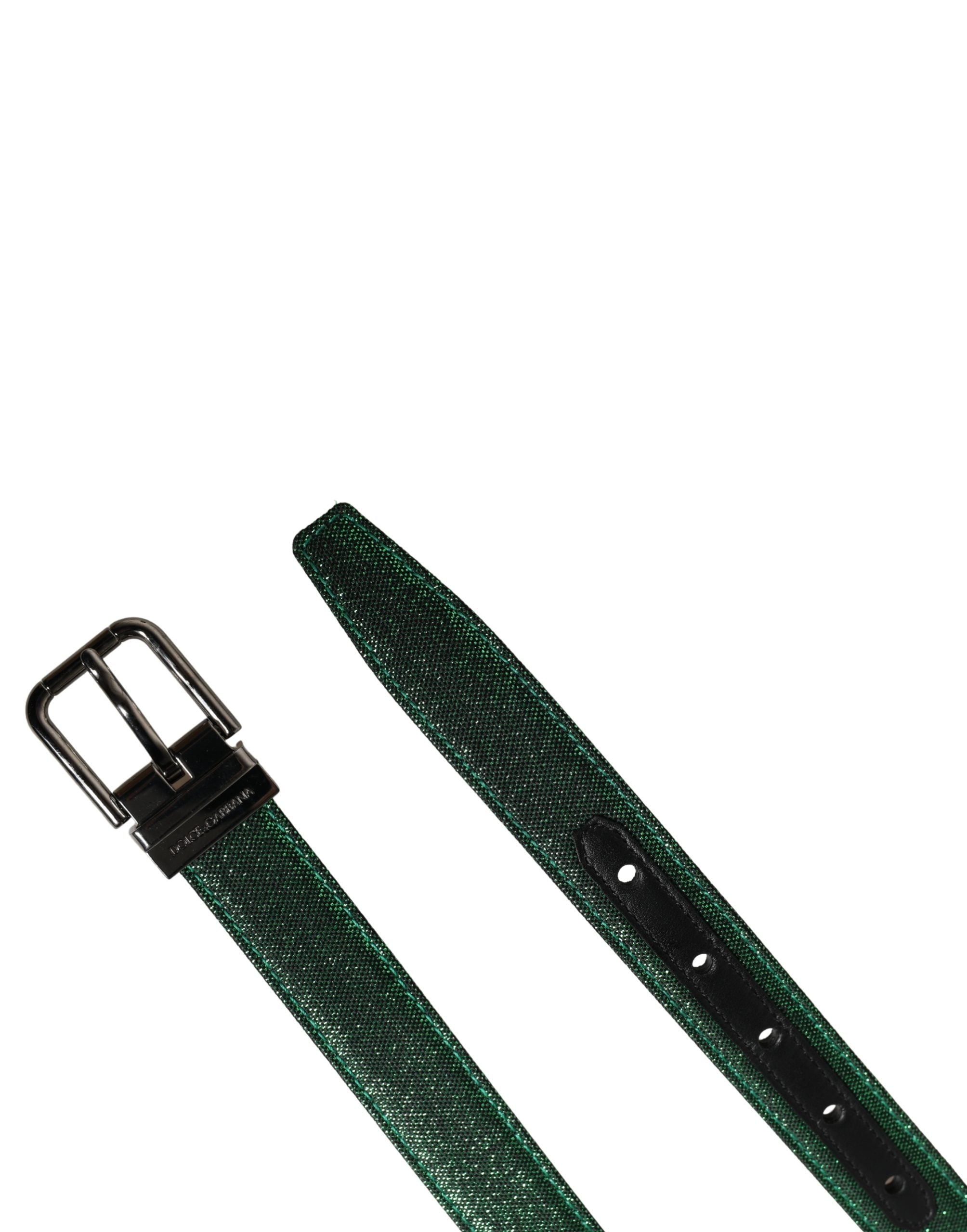 Dolce & Gabbana Men's Belt in Green Lurex-Polyester with Metal Buckle-6