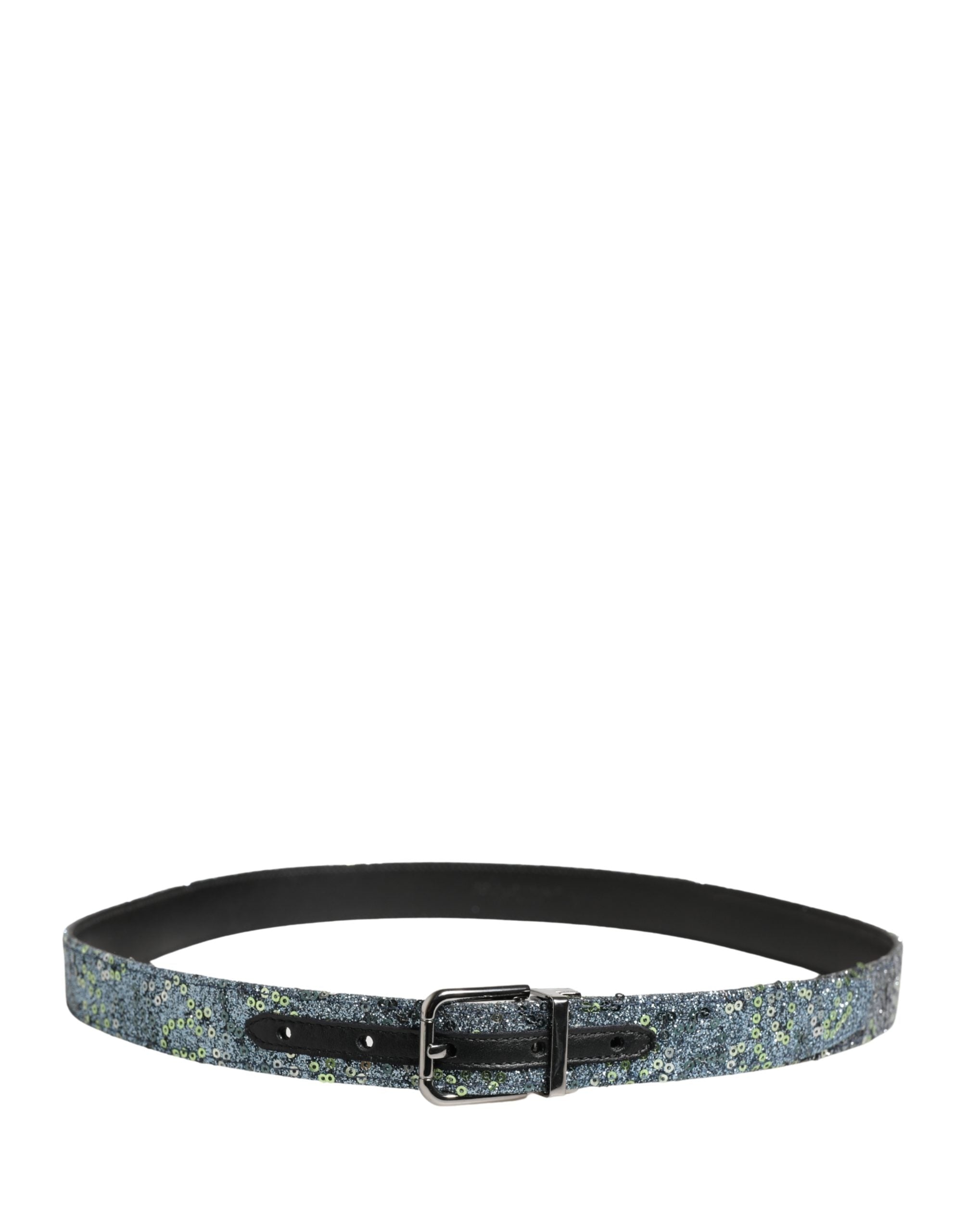 Dolce & Gabbana Herren Gürtel mit mehrfarbigen Pailletten und silberner Metallschnalle-3