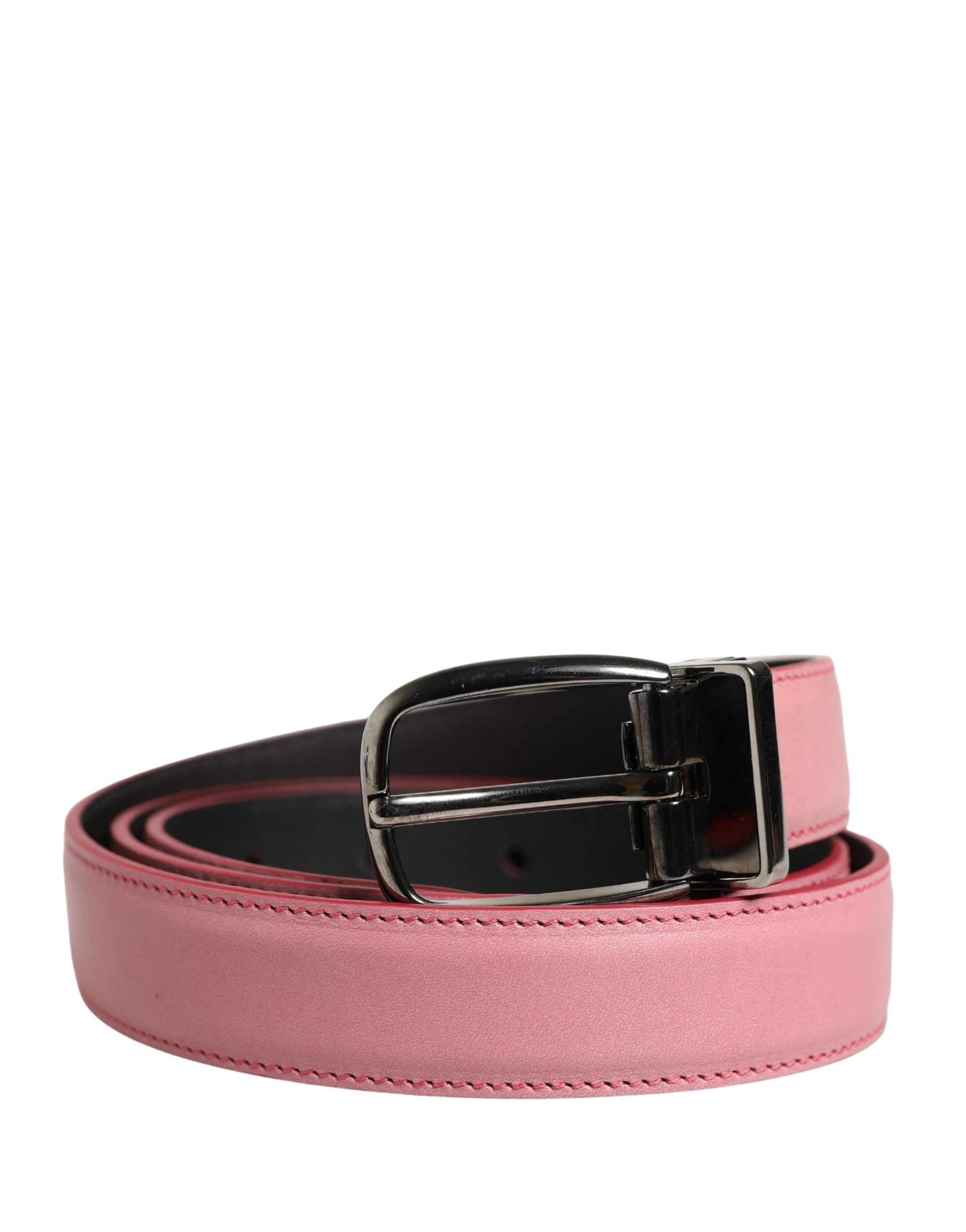 Dolce & Gabbana Men's Pink Classic Leather Belt with Metal Buckle-2