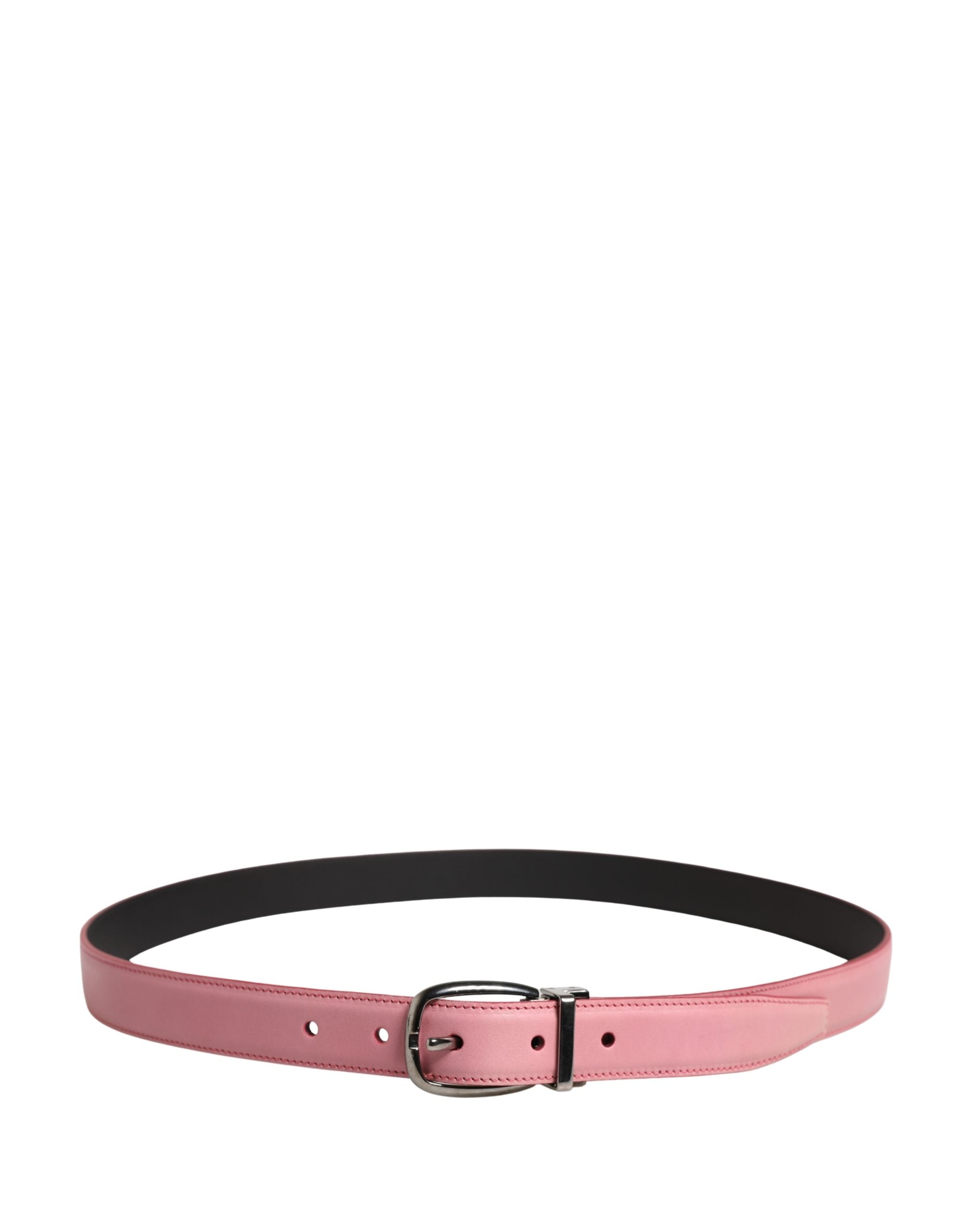 Dolce & Gabbana Men's Pink Classic Leather Belt with Metal Buckle-3