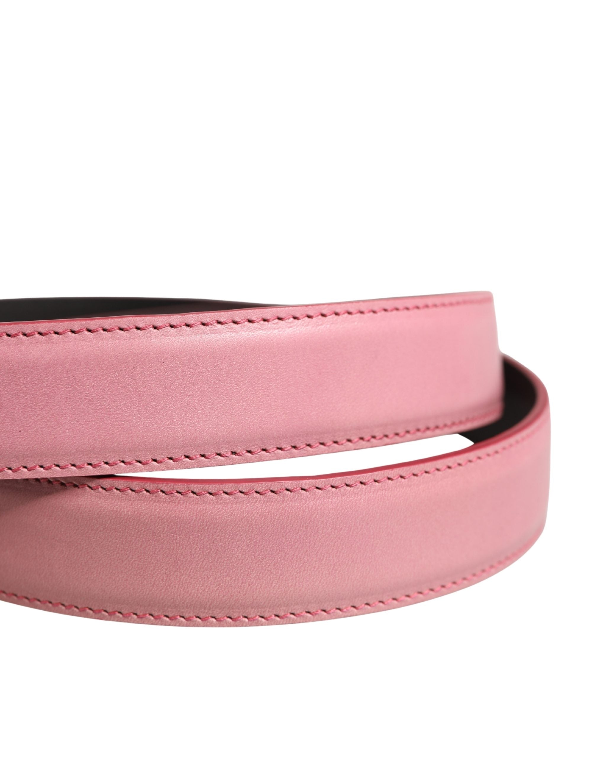 Dolce & Gabbana Men's Pink Classic Leather Belt with Metal Buckle-5