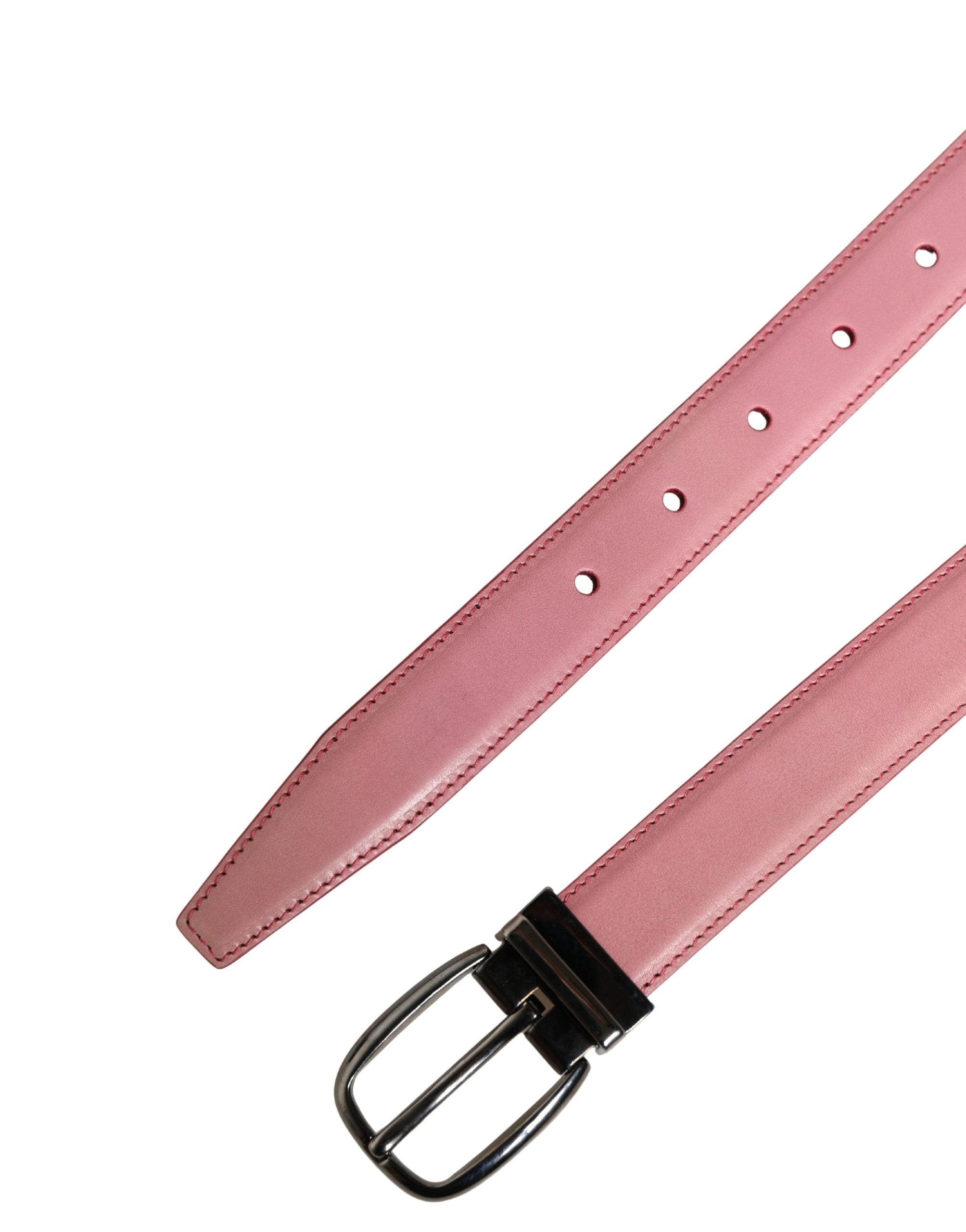 Dolce & Gabbana Men's Pink Classic Leather Belt with Metal Buckle-7