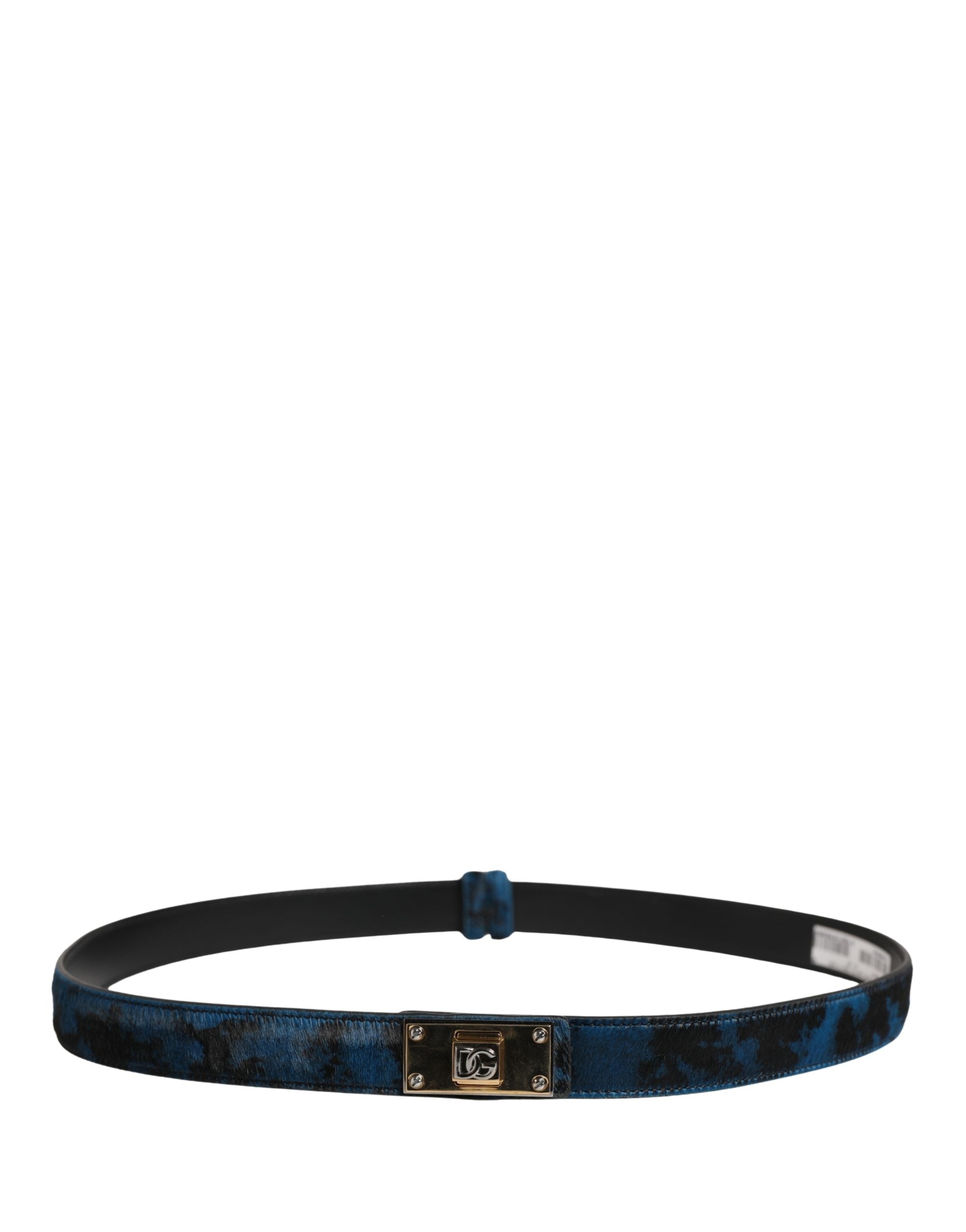 Dolce & Gabbana Men's Belt in Blue Calfskin with Logo and Metal Buckle-3