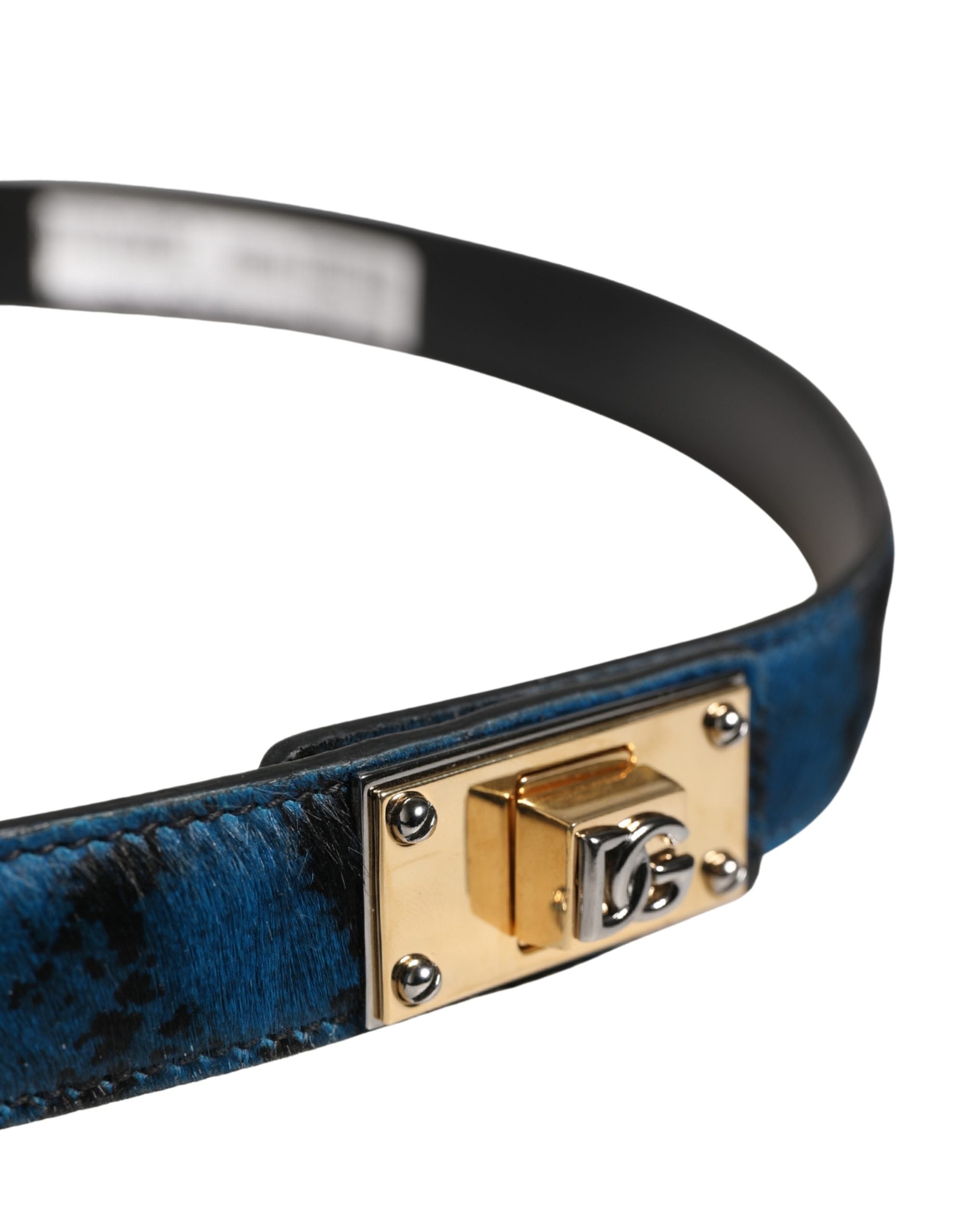 Dolce & Gabbana Men's Belt in Blue Calfskin with Logo and Metal Buckle-4