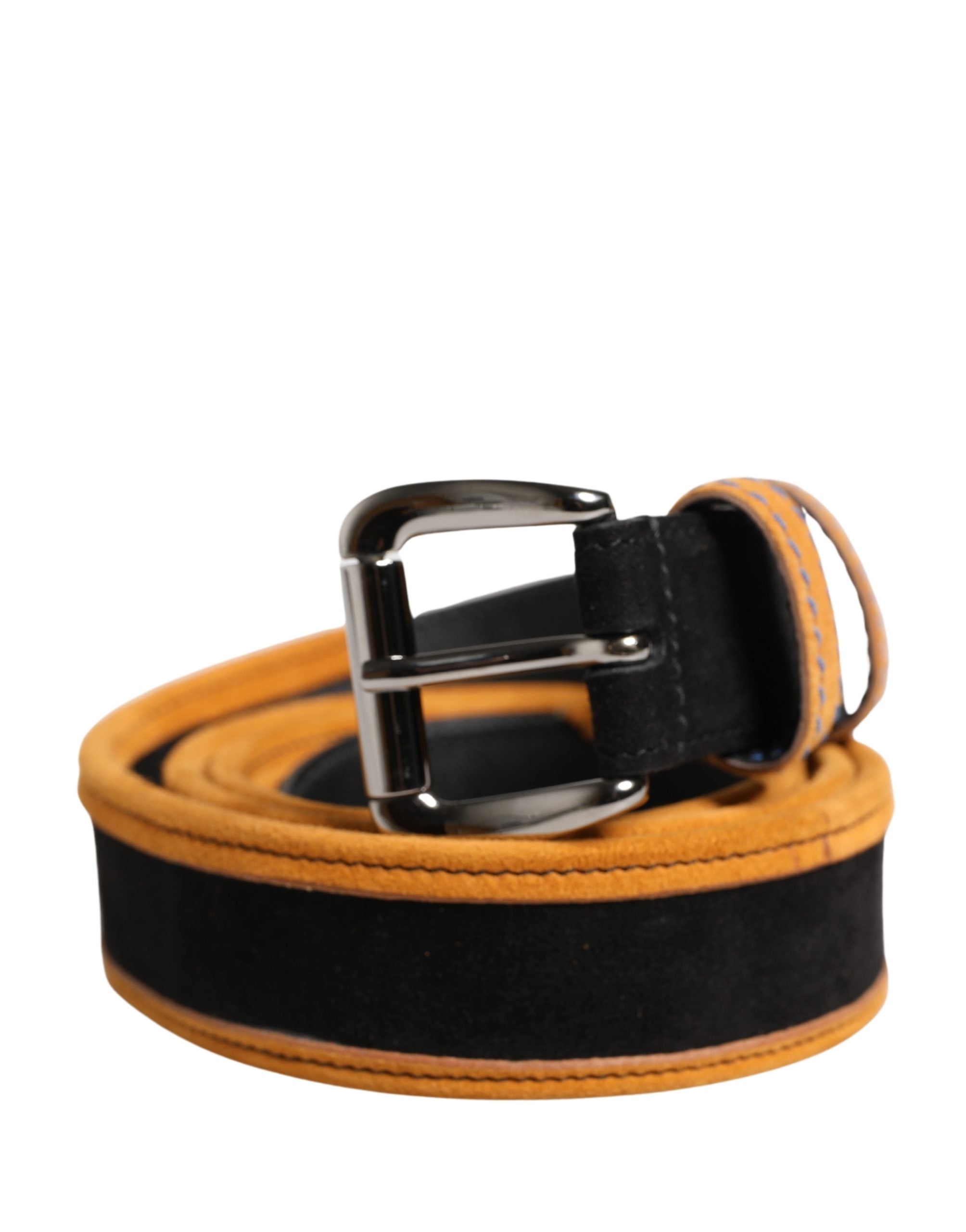 Dolce & Gabbana Herren Gürtel Schwarz Orange Polyester Metallschnalle-1