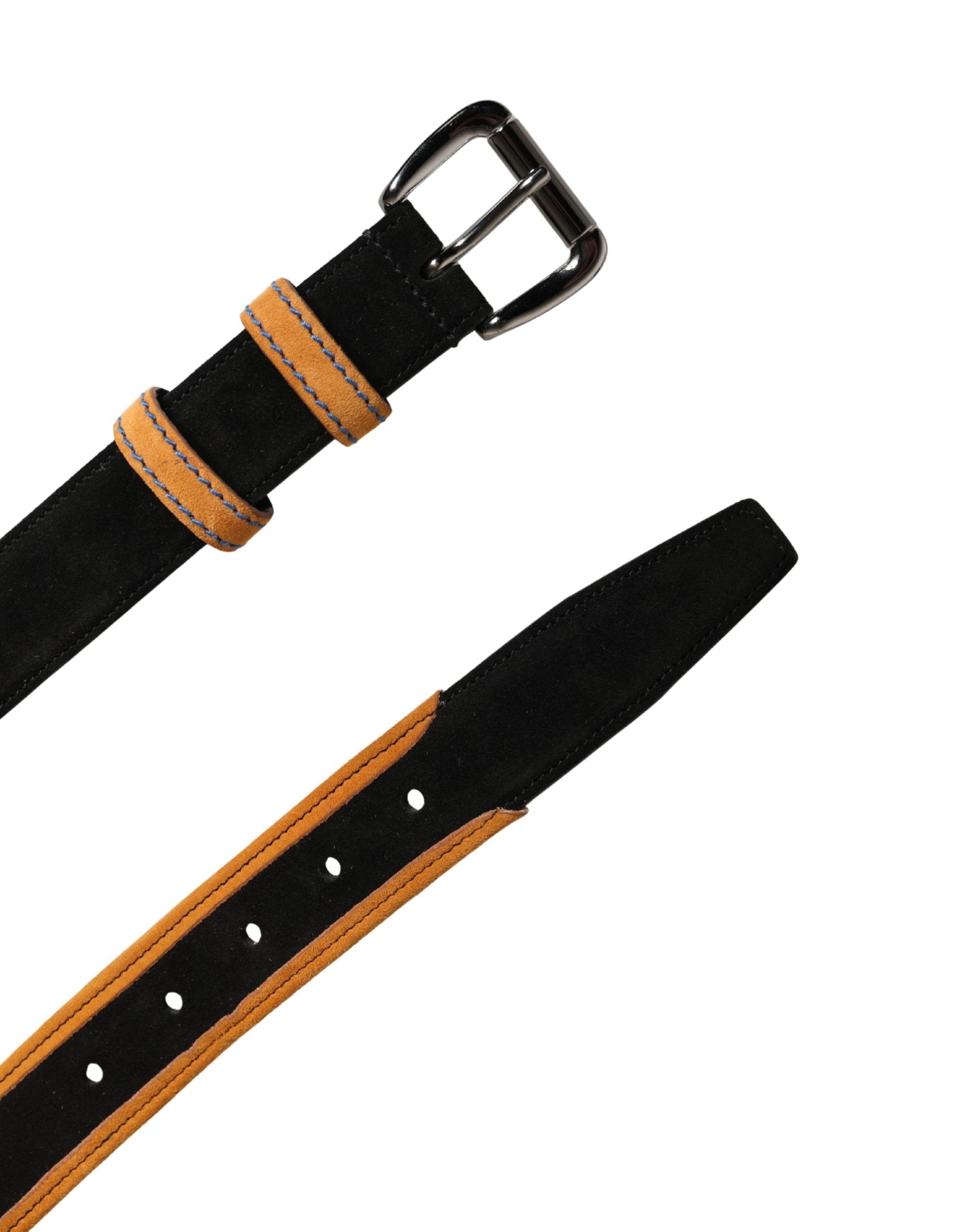 Dolce & Gabbana Herren Gürtel Schwarz Orange Polyester Metallschnalle-7