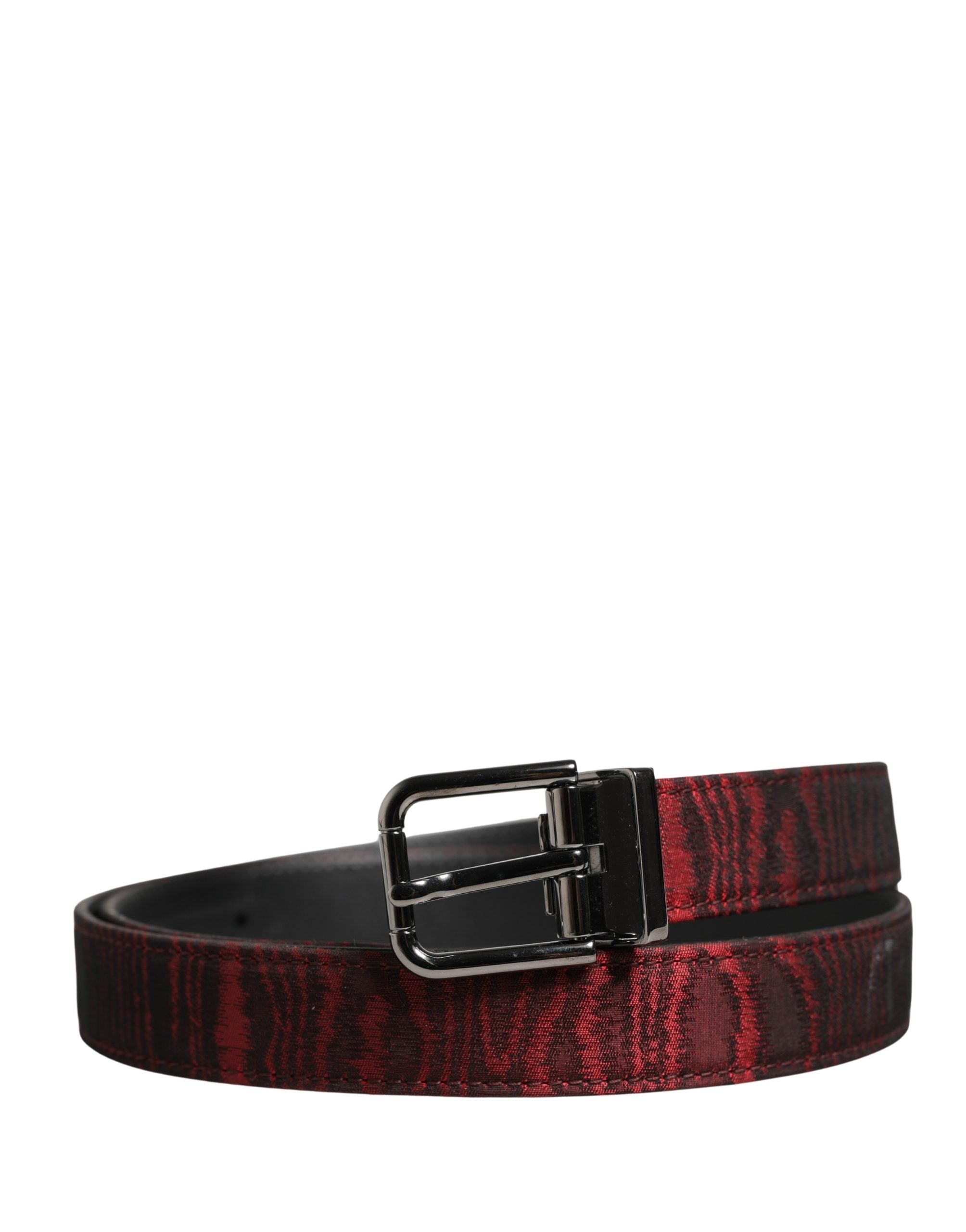 Dolce & Gabbana Men's Belt in Red Jacquard Acetate with Metal Buckle-2