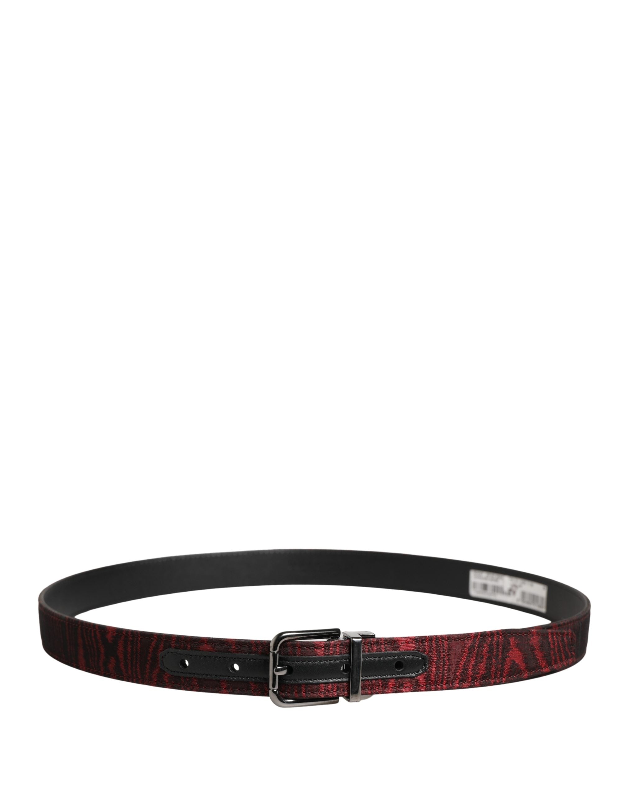 Dolce & Gabbana Men's Belt in Red Jacquard Acetate with Metal Buckle-3