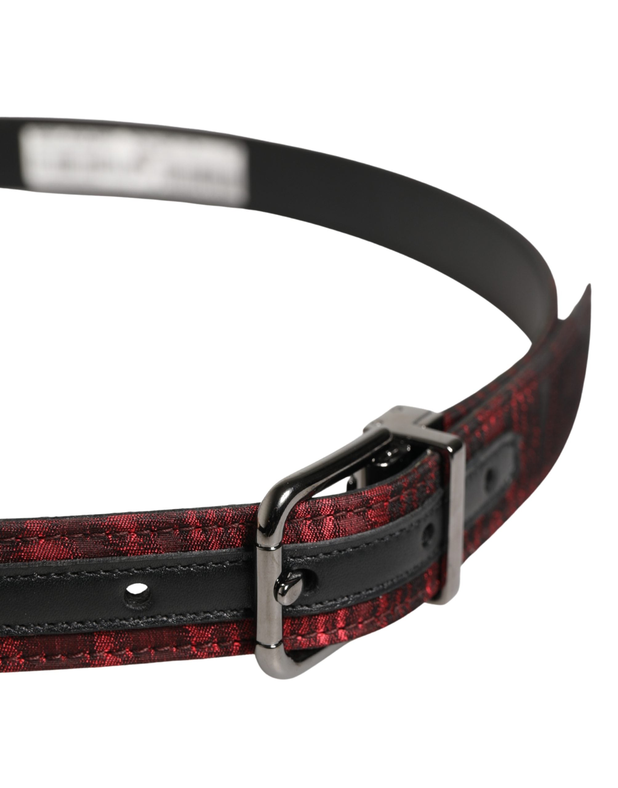Dolce & Gabbana Men's Belt in Red Jacquard Acetate with Metal Buckle-4