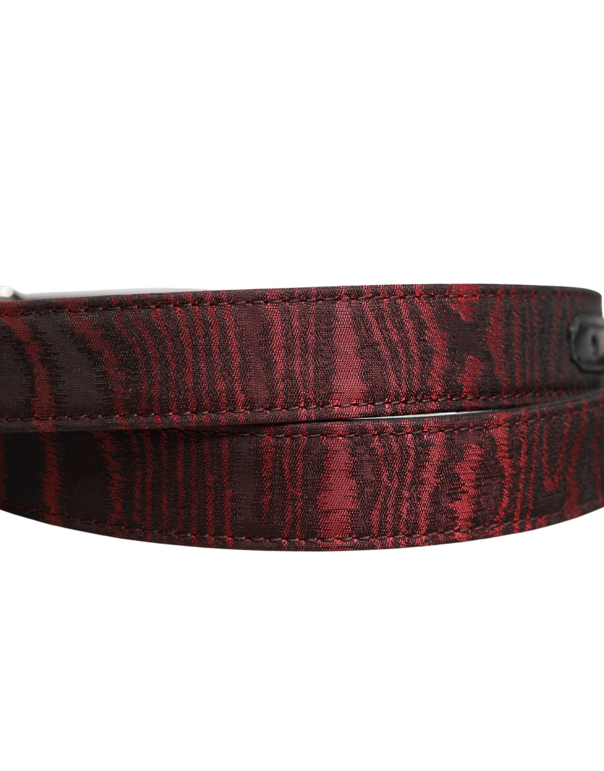 Dolce & Gabbana Men's Belt in Red Jacquard Acetate with Metal Buckle-5