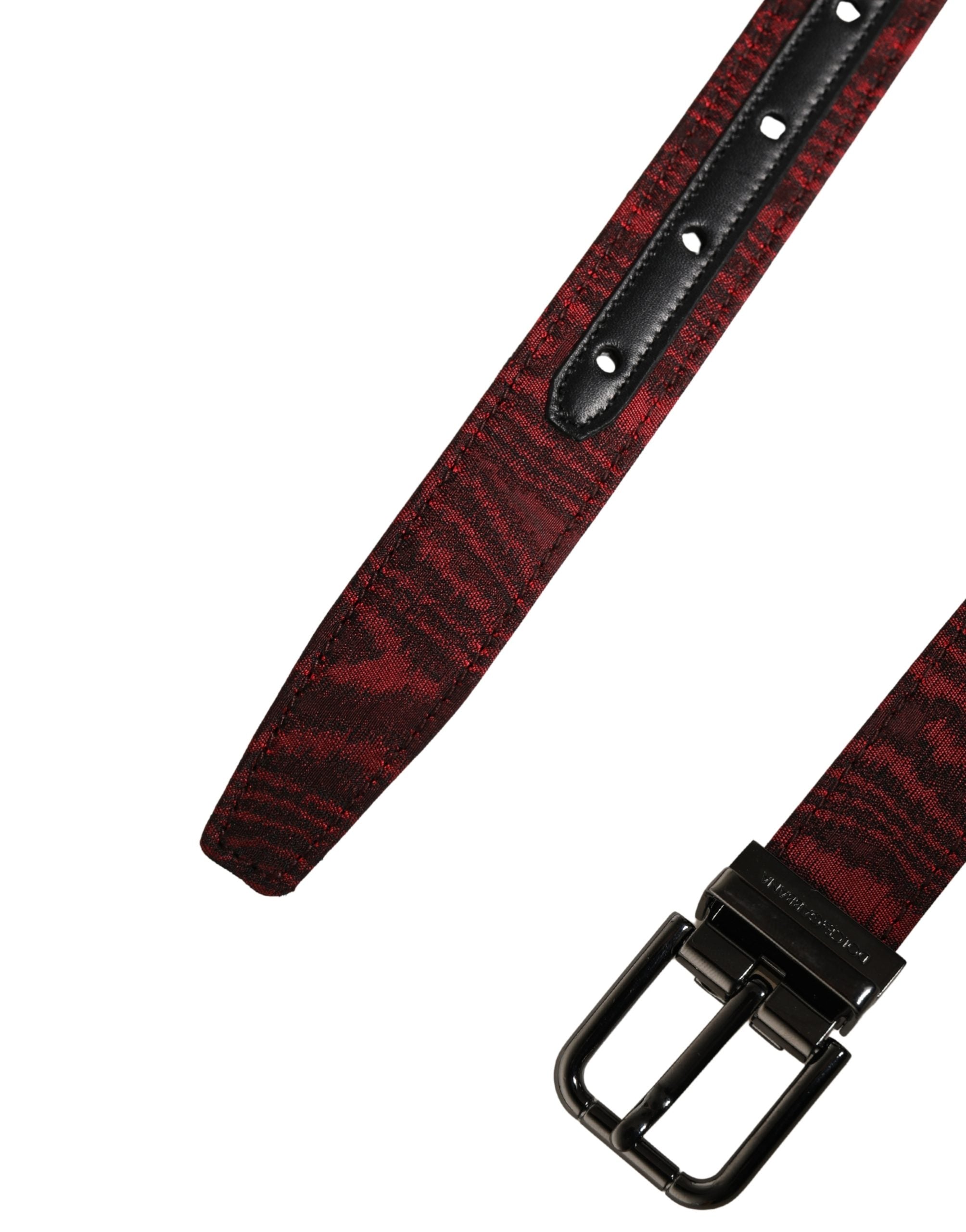 Dolce & Gabbana Men's Belt in Red Jacquard Acetate with Metal Buckle-6