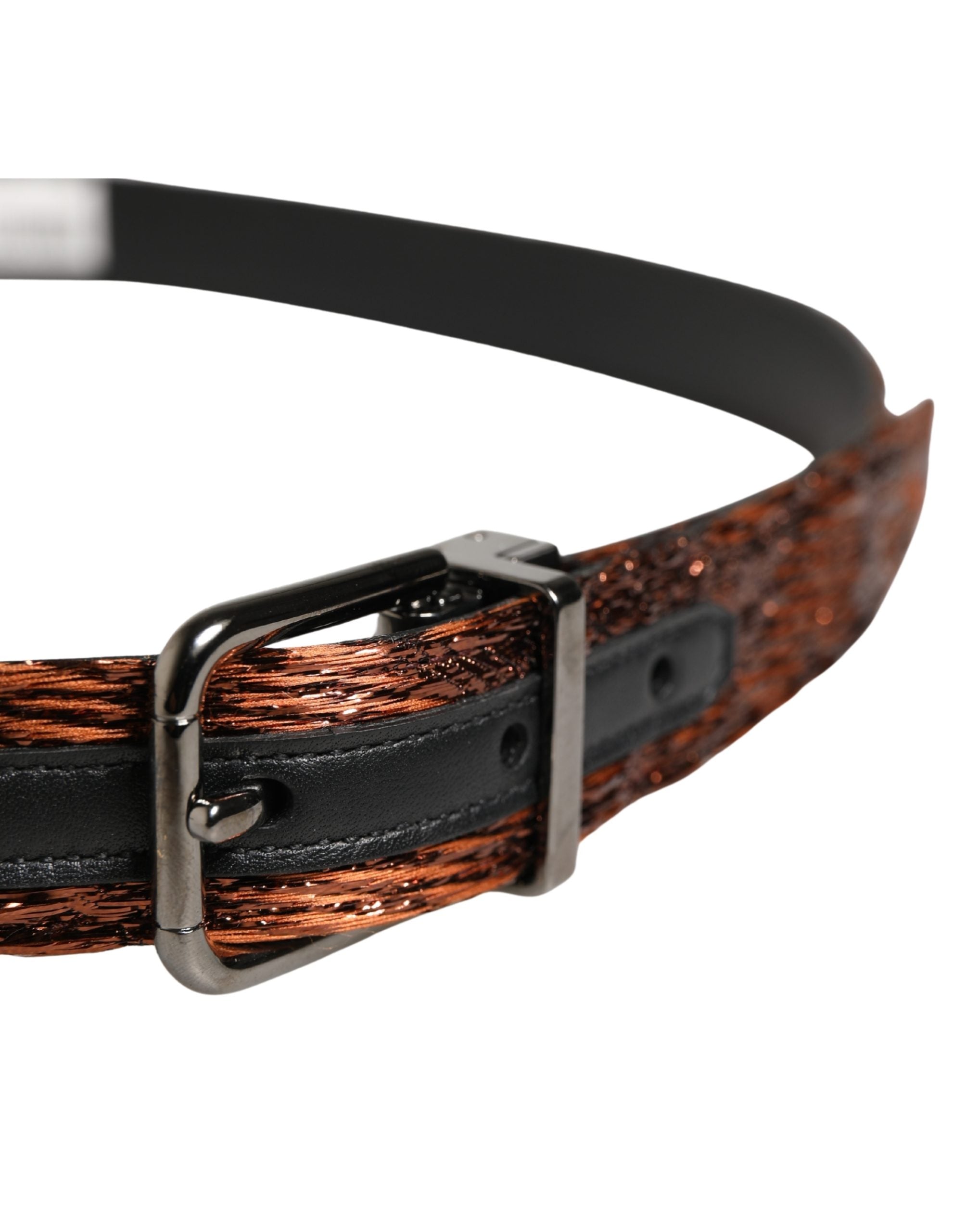Dolce & Gabbana Men's Belt in Brown Polyester with Classic Metal Buckle-4