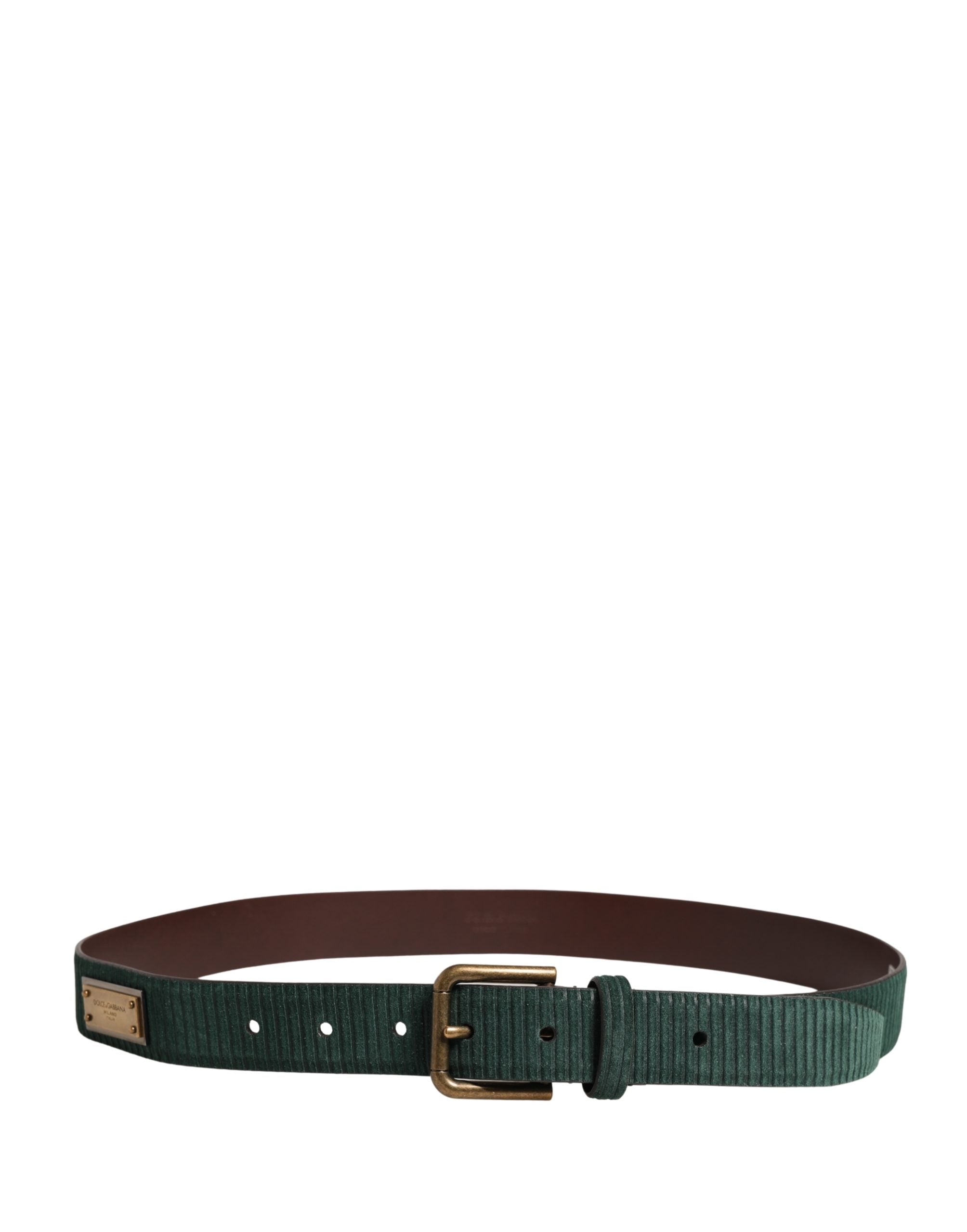 Dolce & Gabbana Men's Green Suede Leather Belt with Metal Buckle-3
