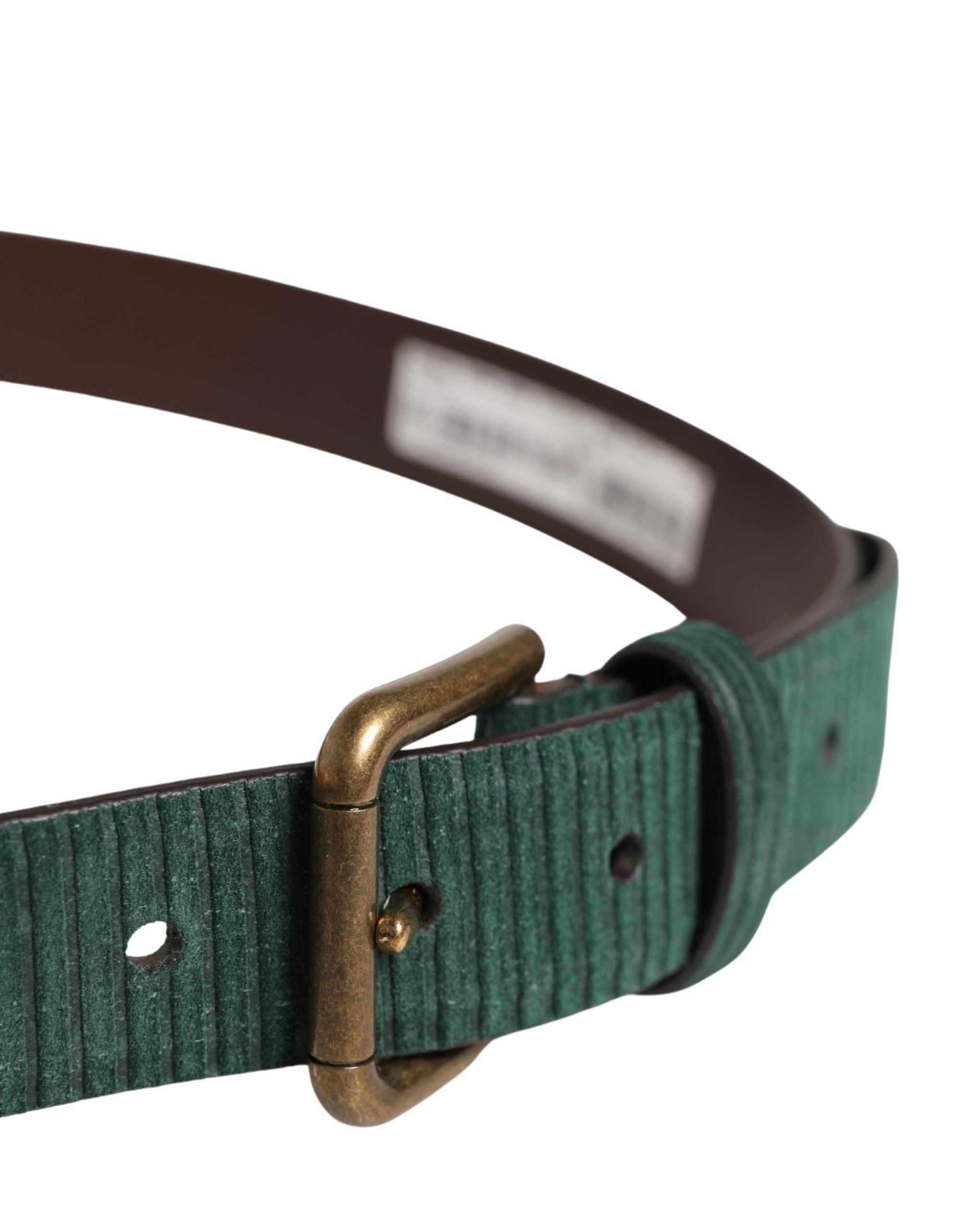Dolce & Gabbana Men's Green Suede Leather Belt with Metal Buckle-4