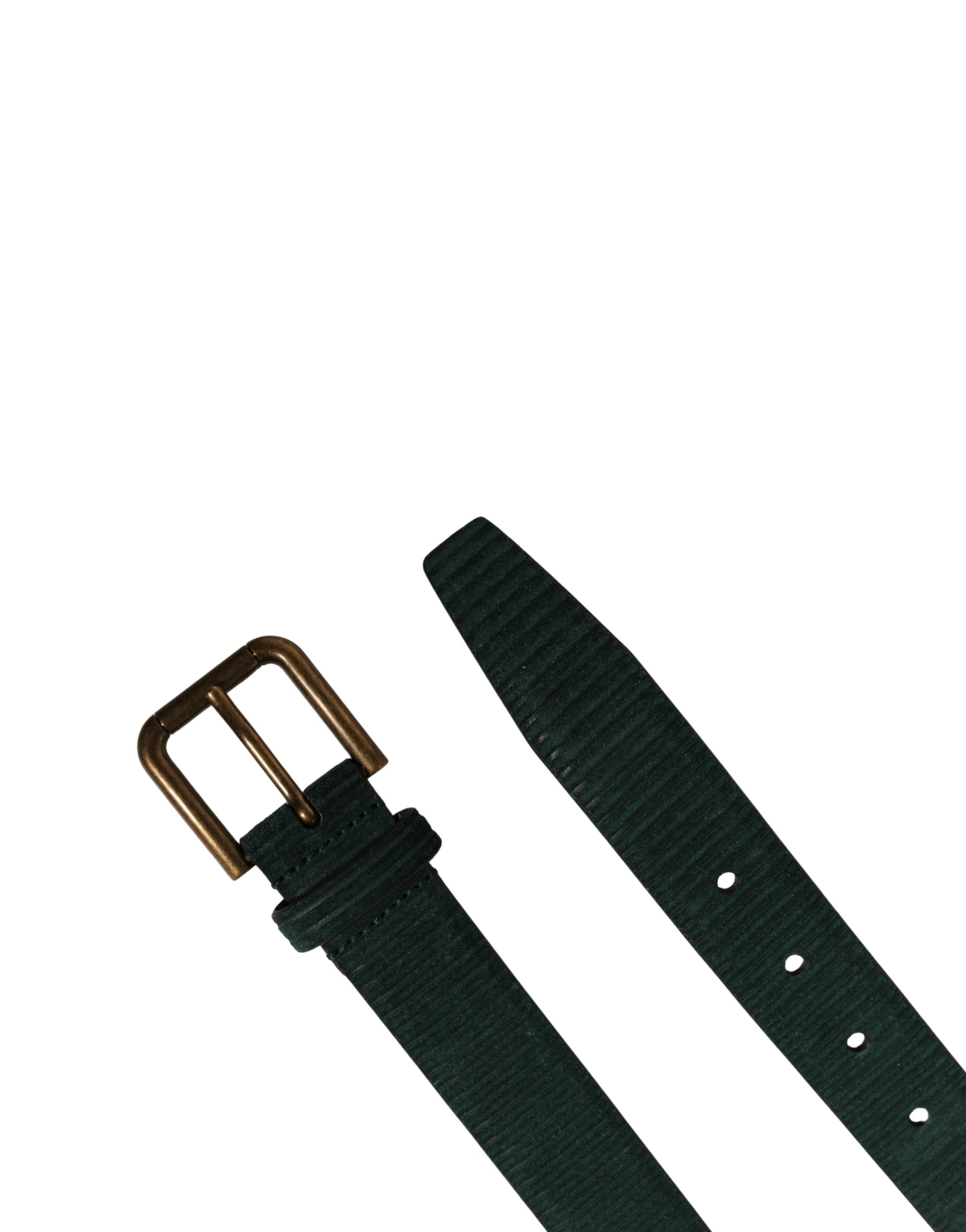 Dolce & Gabbana Men's Green Suede Leather Belt with Metal Buckle-6