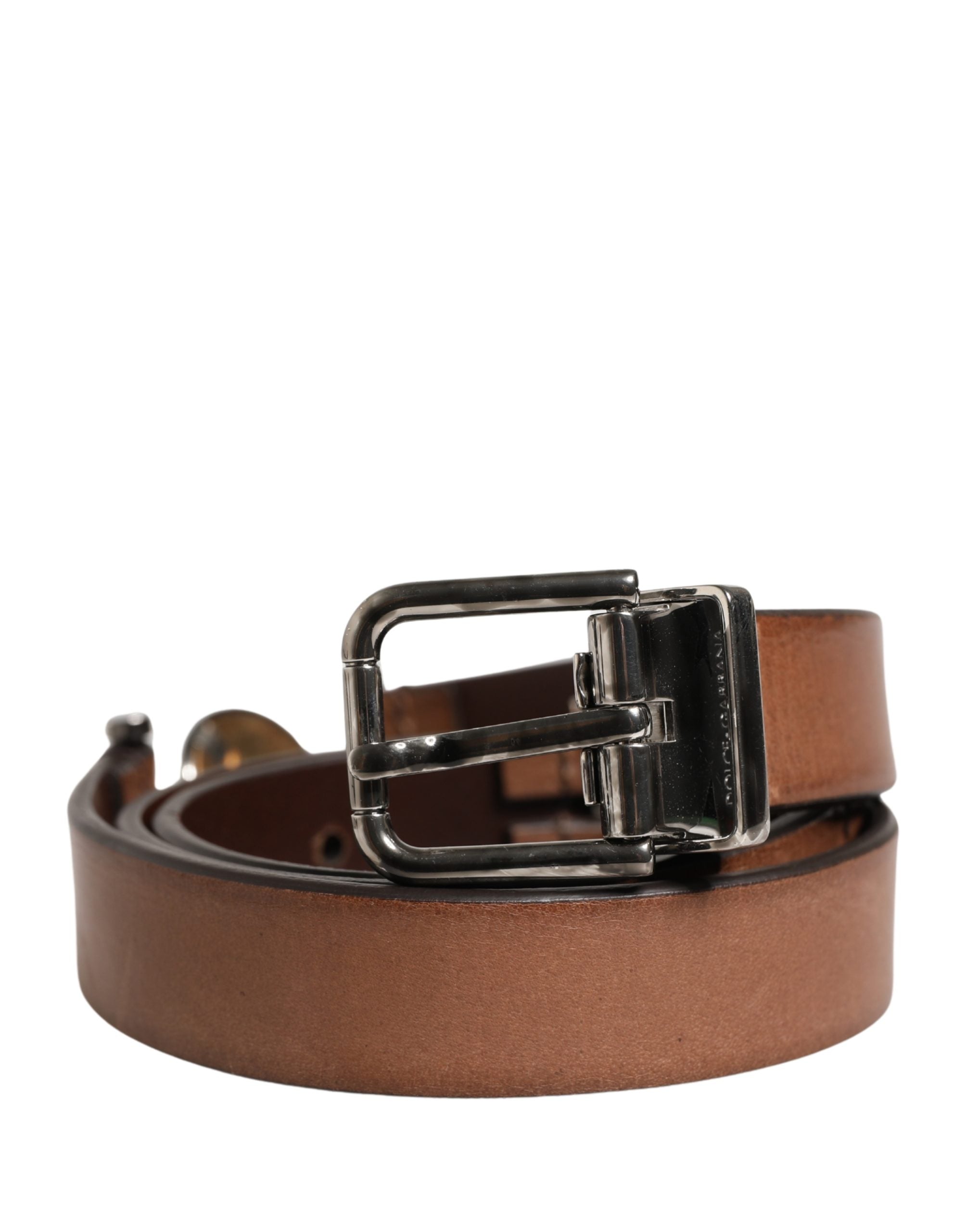 Dolce & Gabbana Men's Brown Leather Belt with Classic Metal Buckle-2