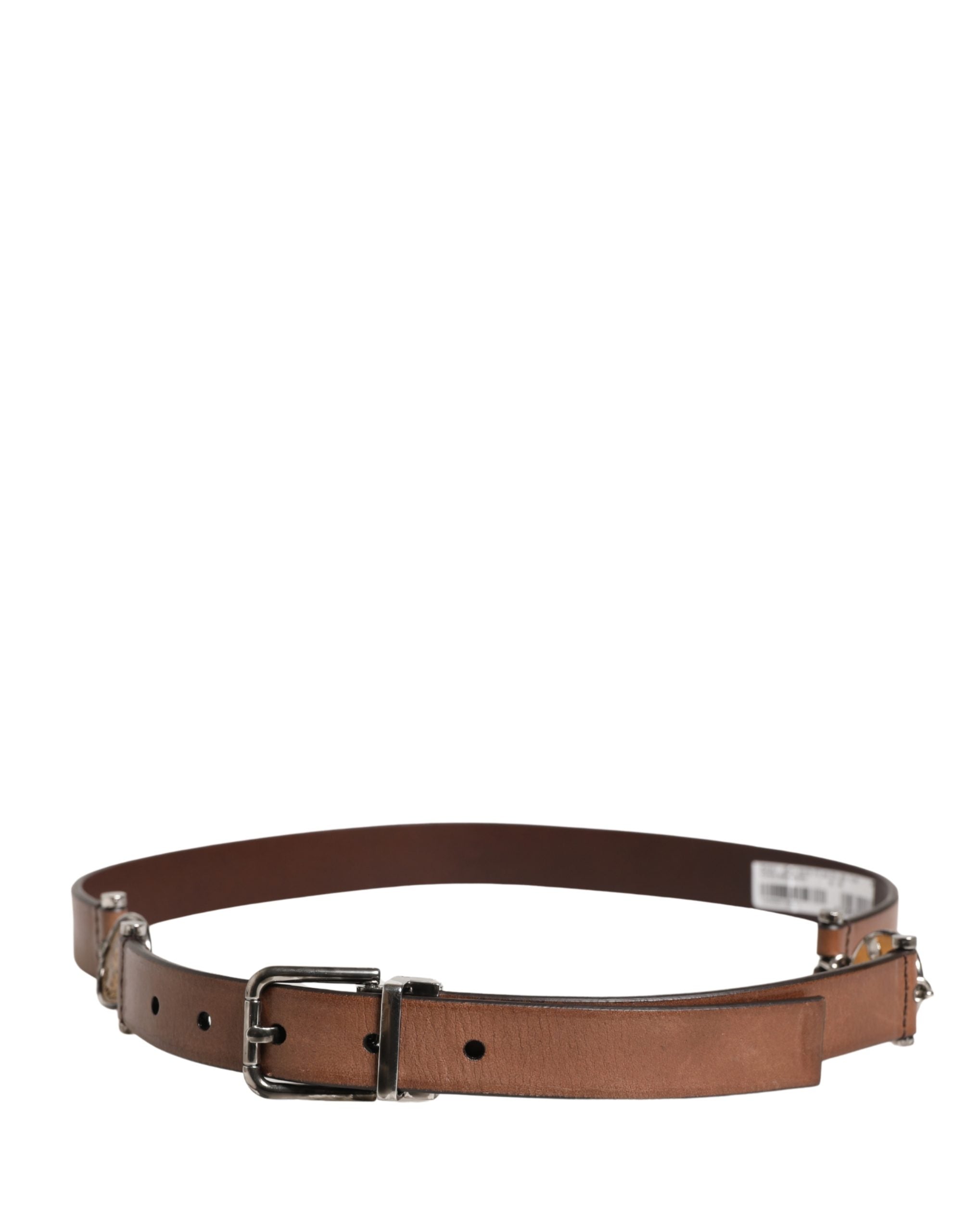 Dolce & Gabbana Men's Brown Leather Belt with Classic Metal Buckle-3