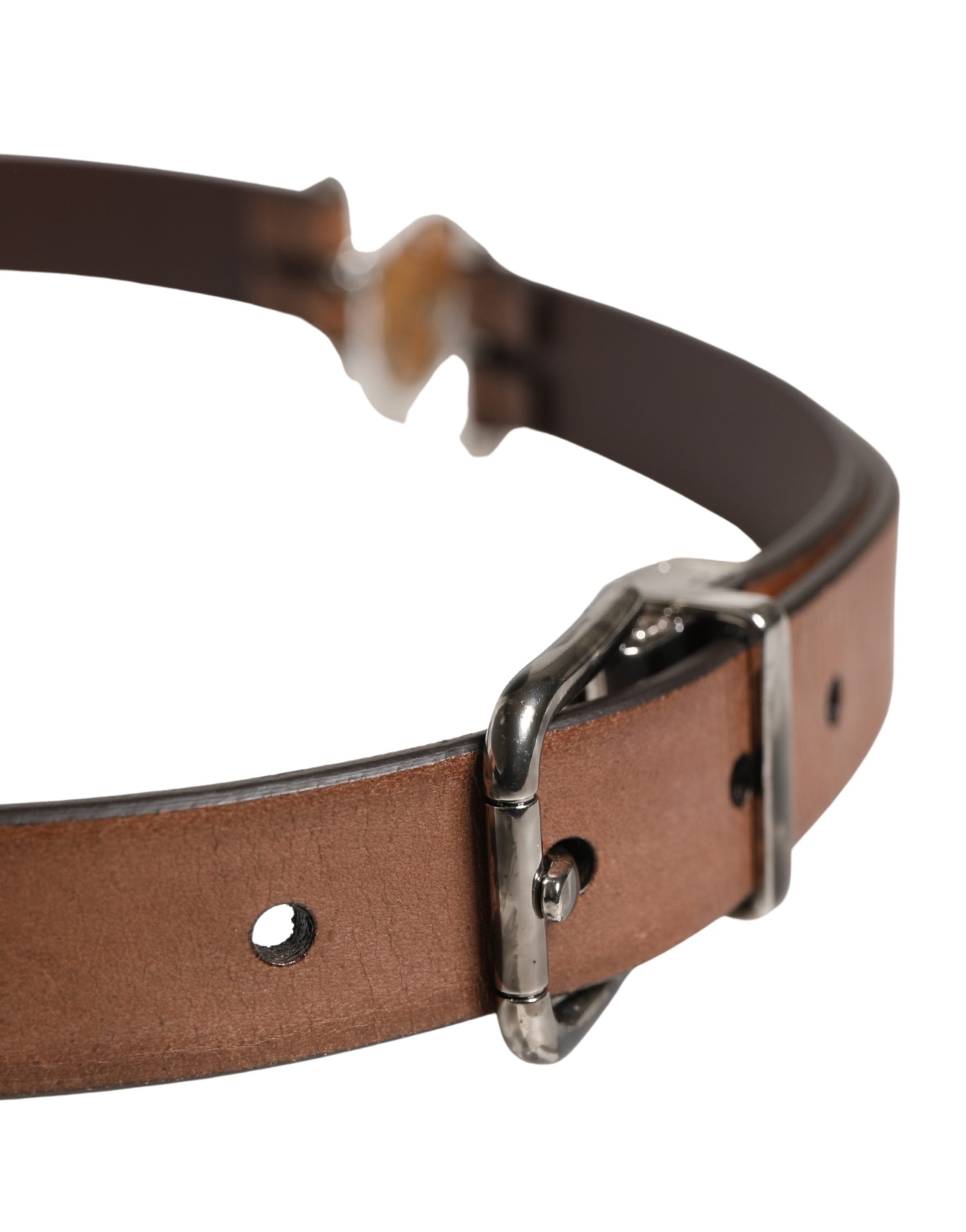 Dolce & Gabbana Men's Brown Leather Belt with Classic Metal Buckle-4