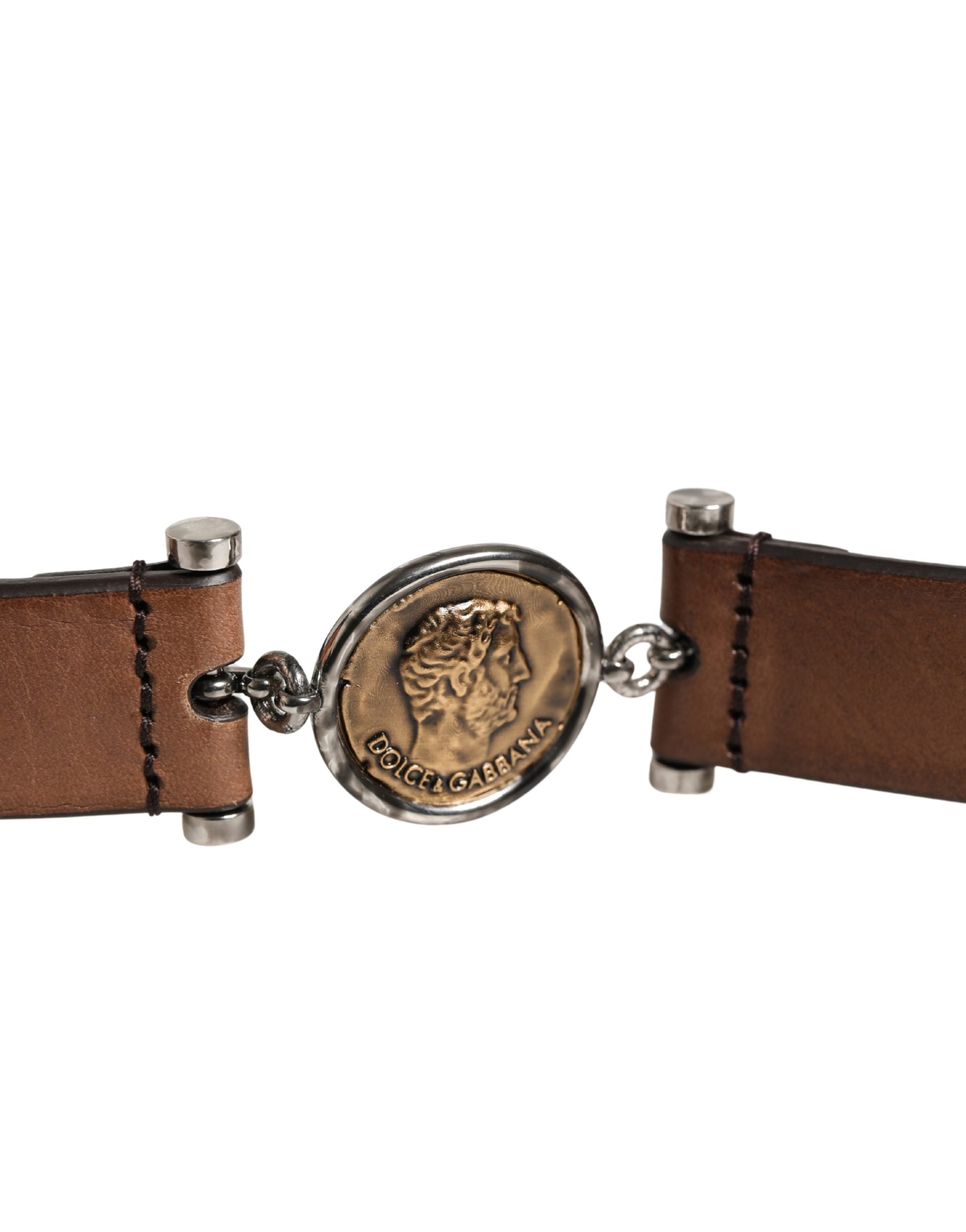 Dolce & Gabbana Men's Brown Leather Belt with Classic Metal Buckle-5