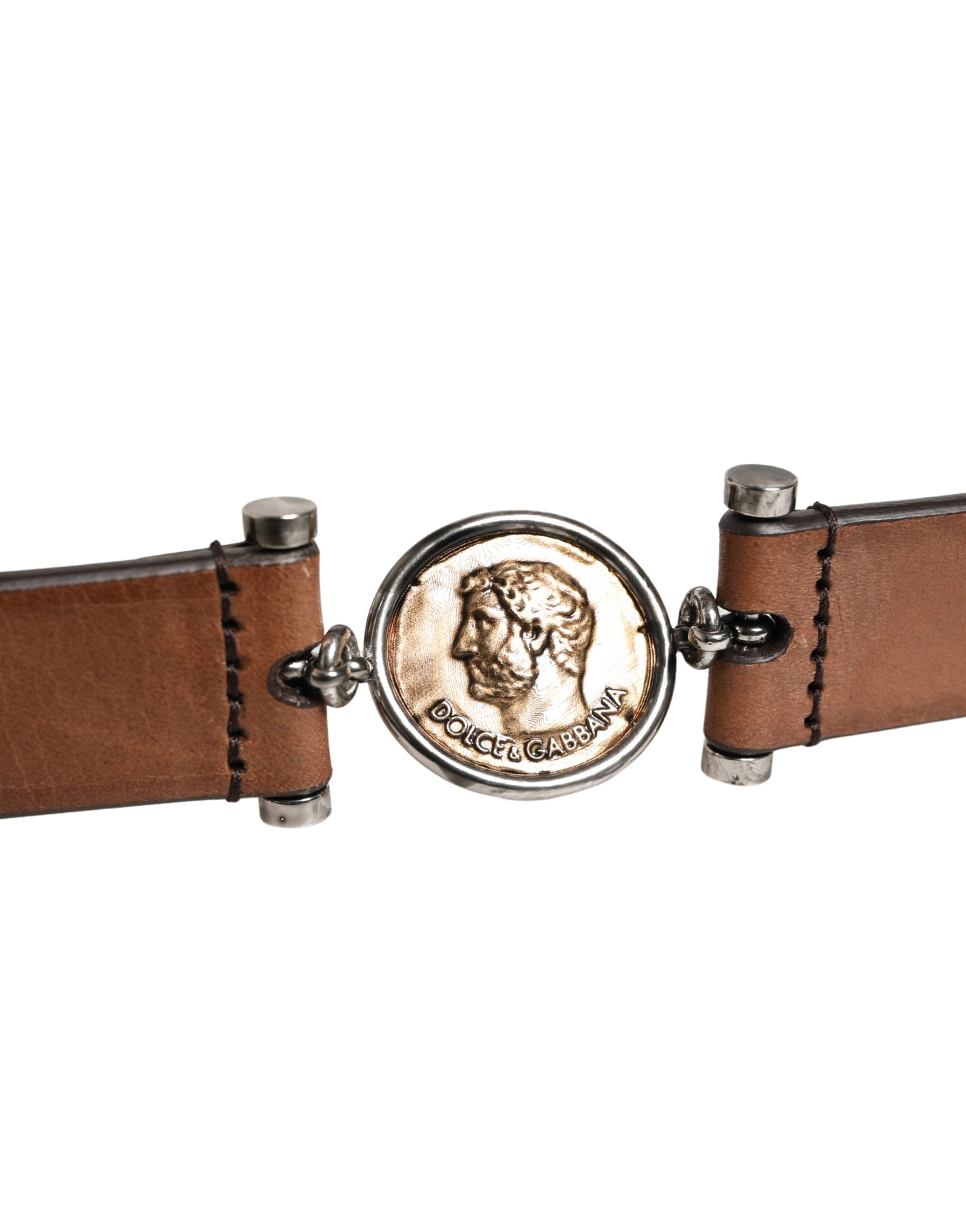 Dolce & Gabbana Men's Brown Leather Belt with Classic Metal Buckle-6