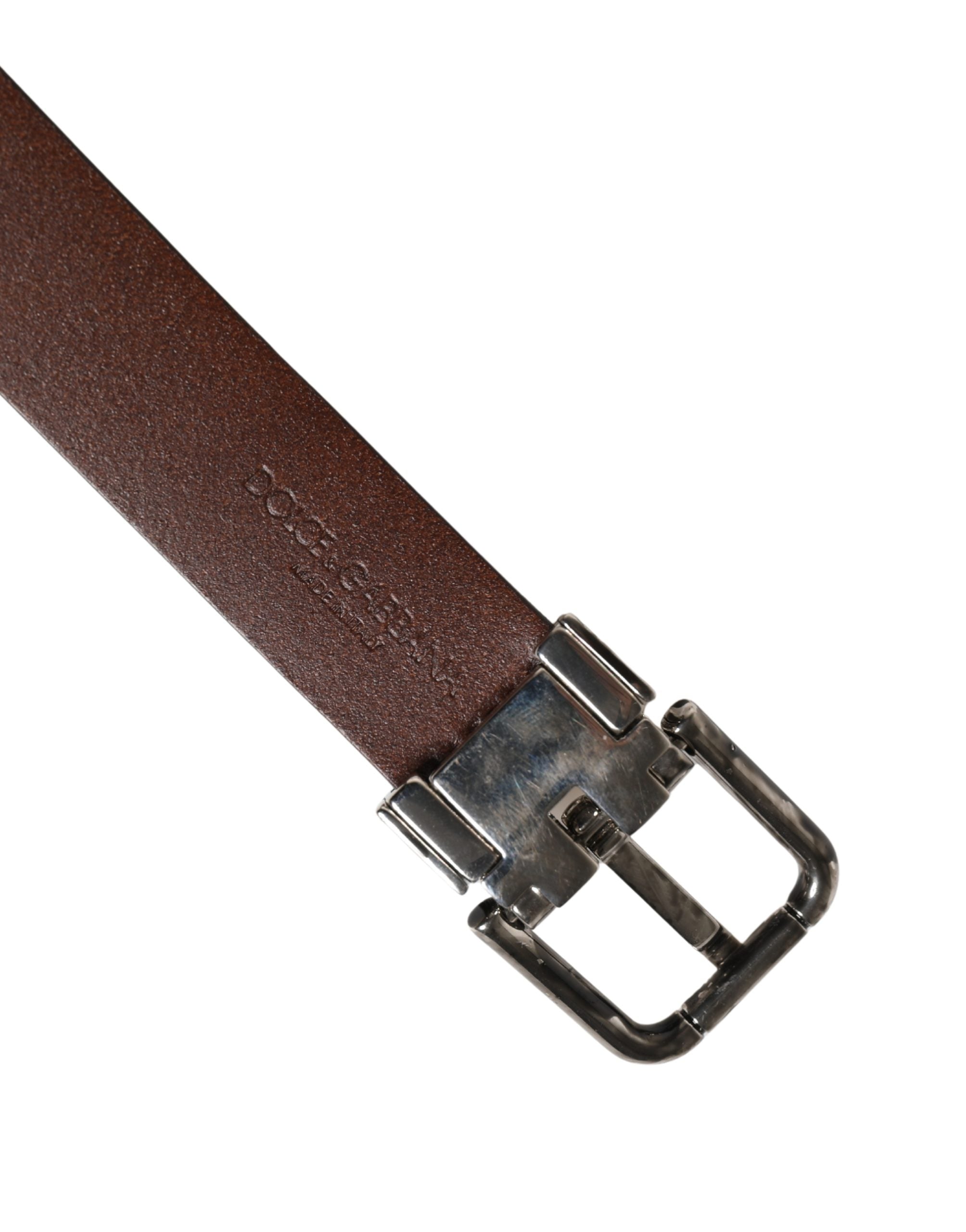 Dolce & Gabbana Men's Brown Leather Belt with Classic Metal Buckle-8