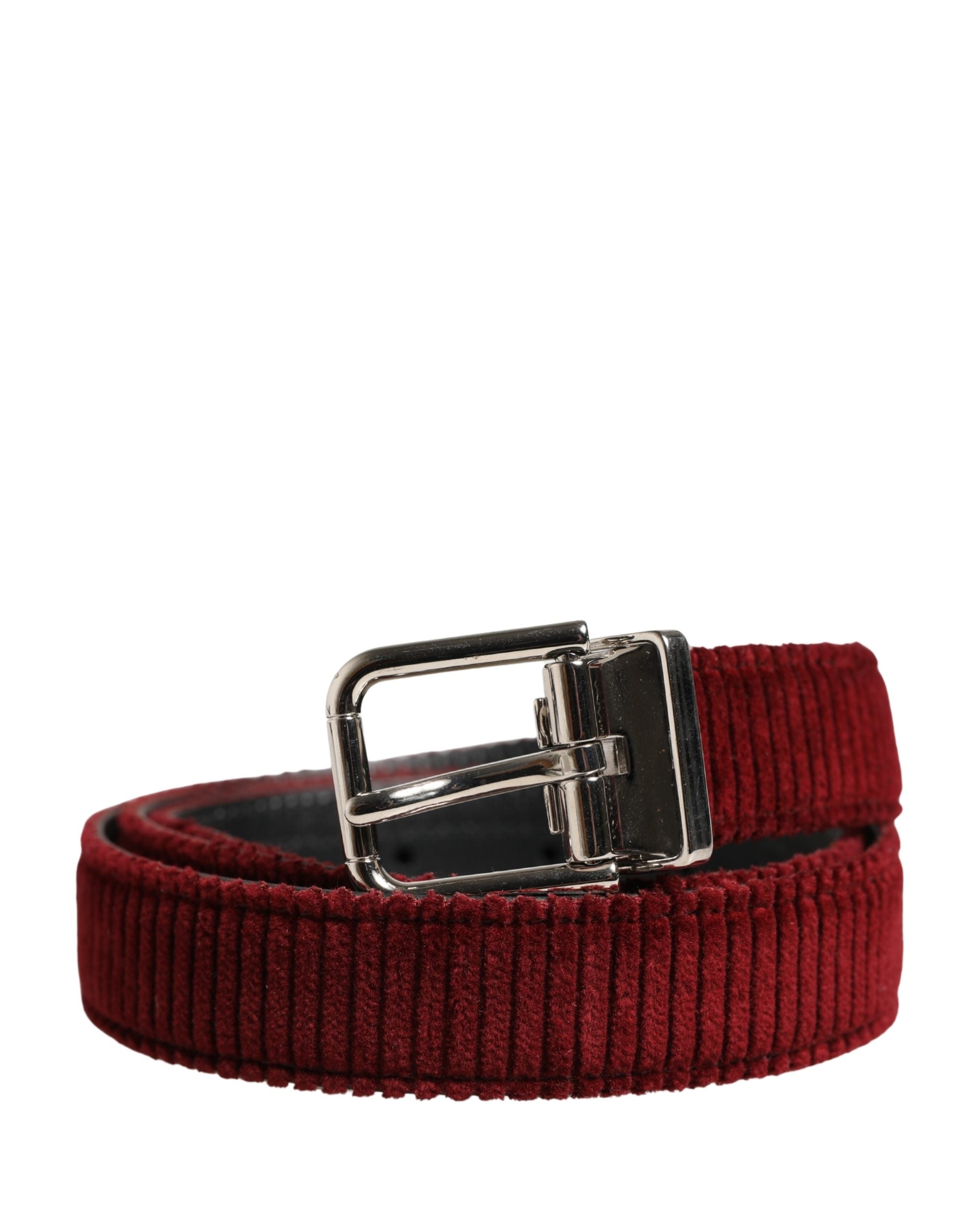 Dolce & Gabbana Herren Gürtel aus rotem Samtleder mit Metallschnalle-2