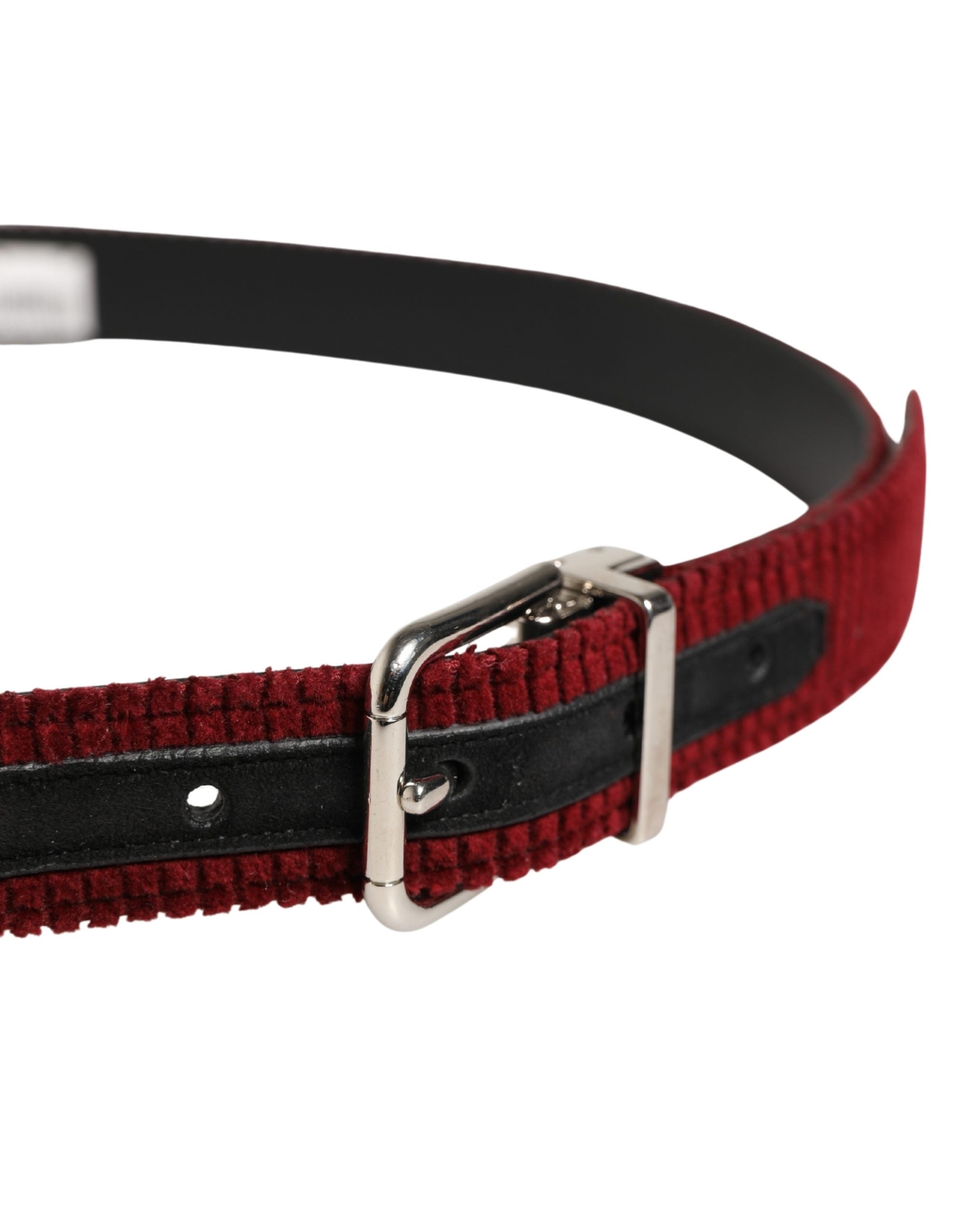 Dolce & Gabbana Herren Gürtel aus rotem Samtleder mit Metallschnalle-4