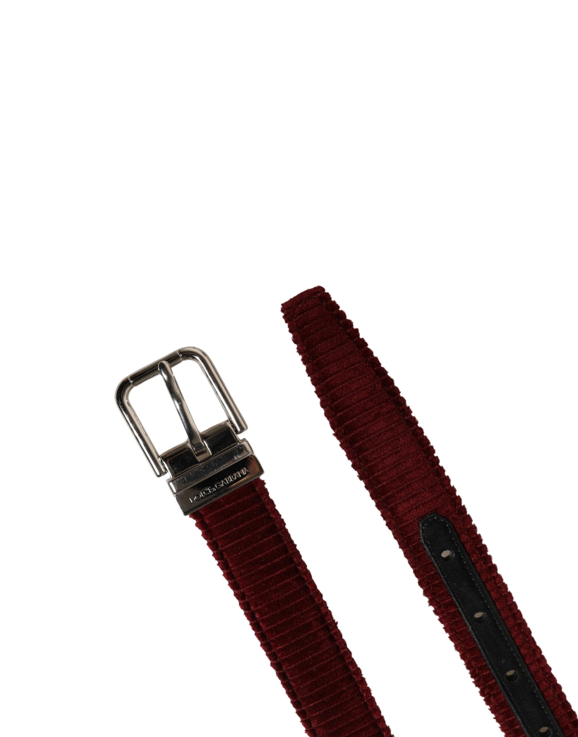 Dolce & Gabbana Herren Gürtel aus rotem Samtleder mit Metallschnalle-6