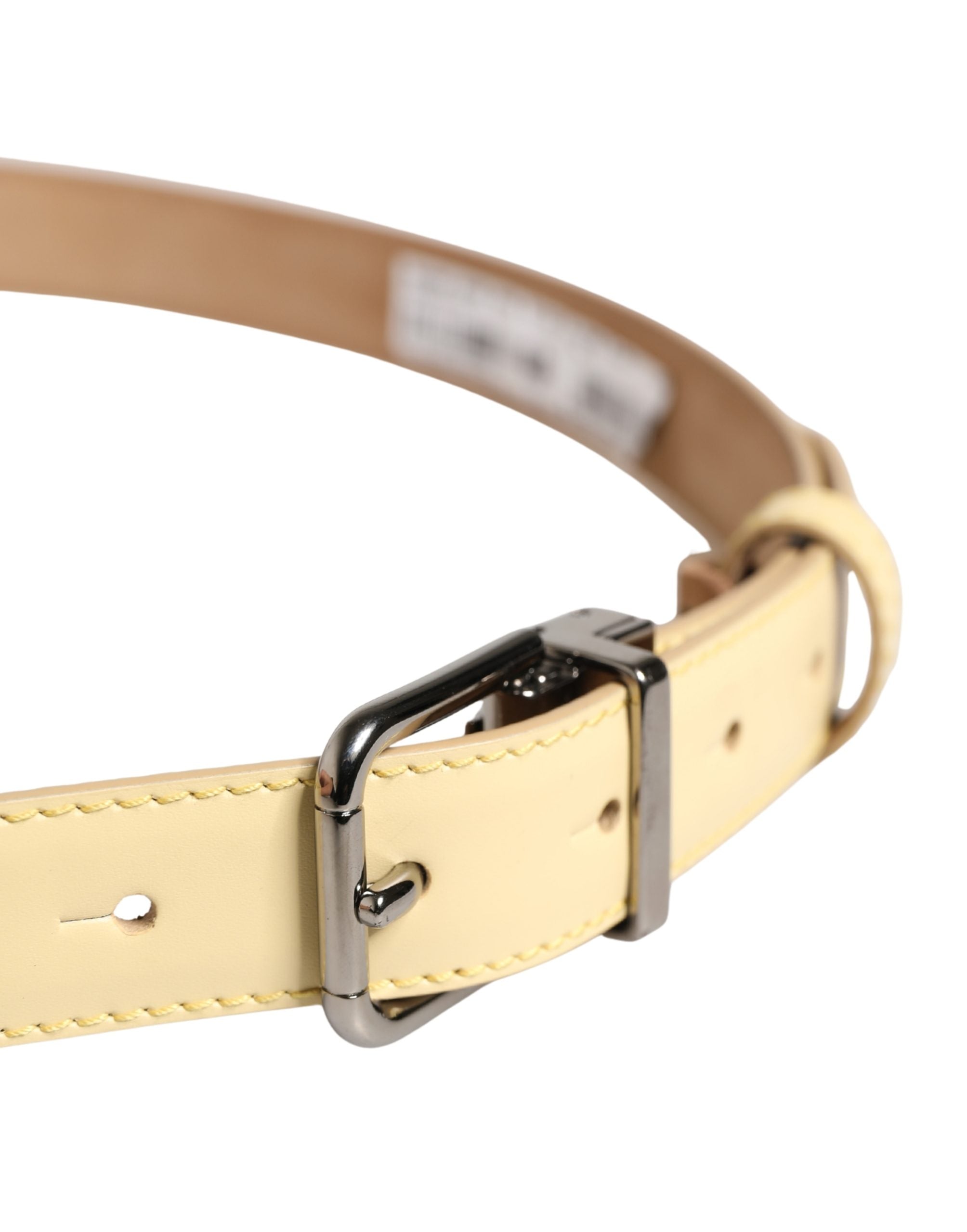 Dolce & Gabbana Men's Yellow Leather Belt with Classic Metal Buckle-4