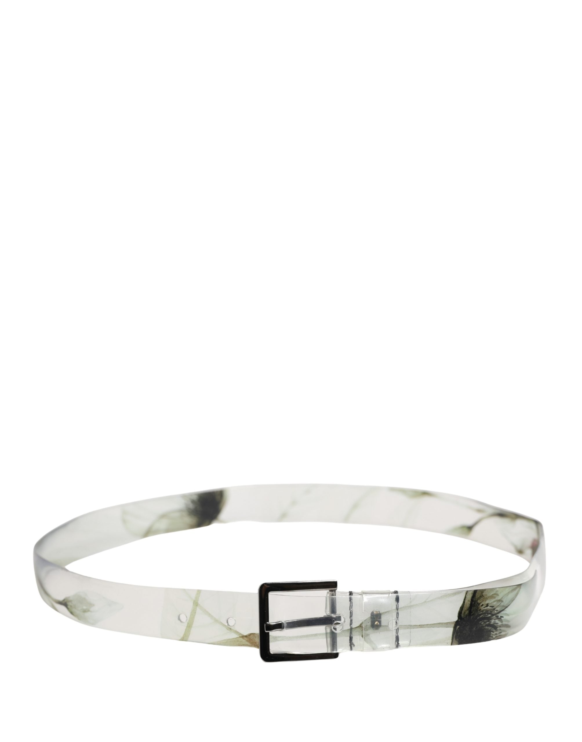 Dolce & Gabbana Men's Belt White Floral PVC Silver Metal Buckle-3